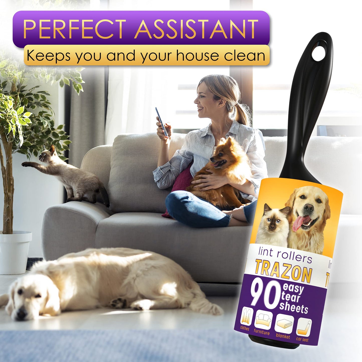450 Sheets Lint Roller for Pet Hair Removal