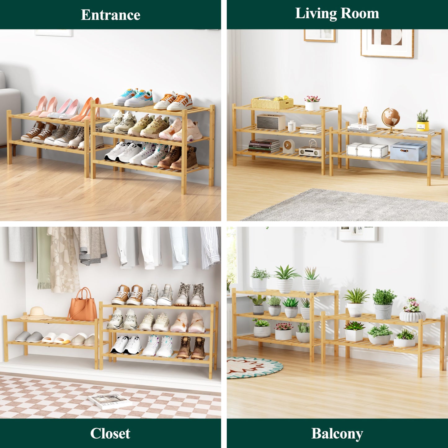 3-Tier Bamboo Shoe Rack Organizer by Smiry