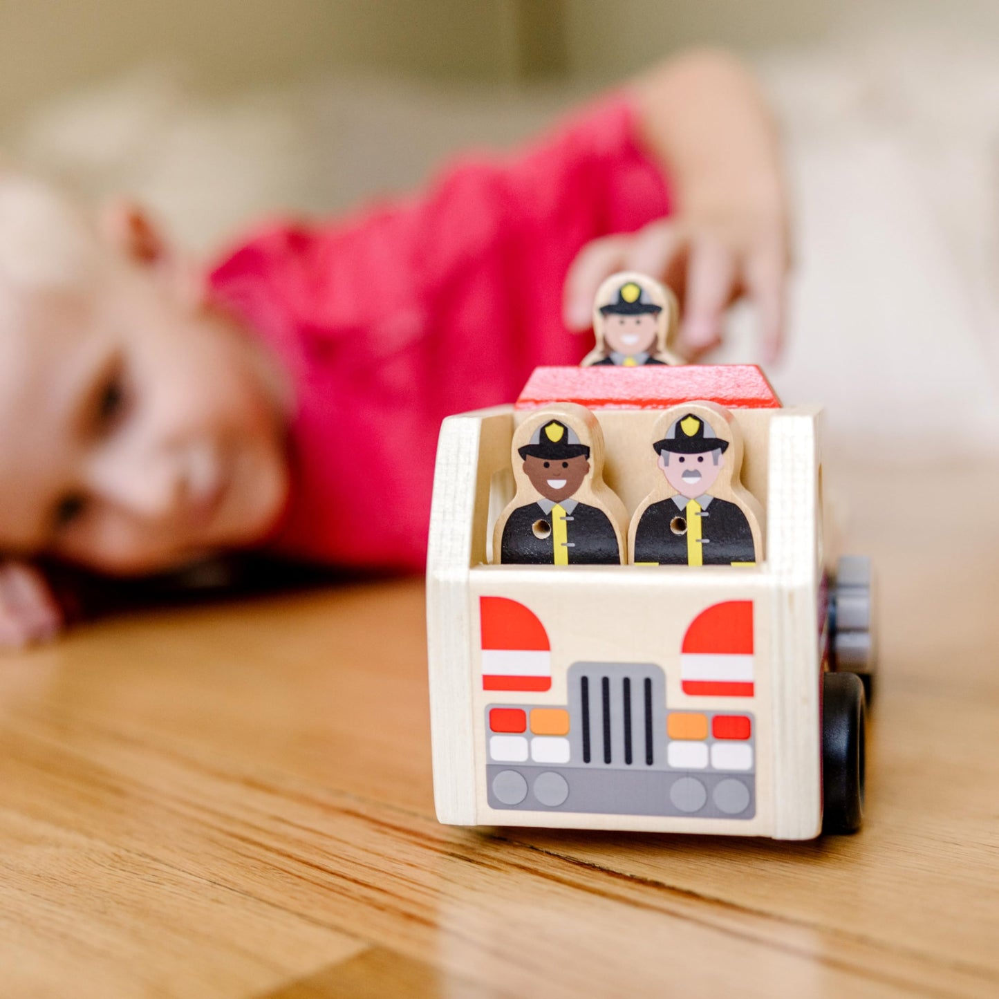 Melissa & Doug Wooden Fire Truck Toy Set