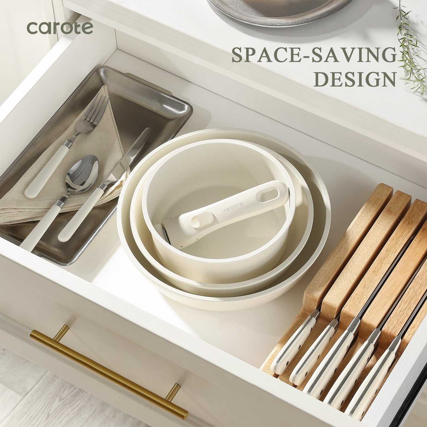 5-Piece CAROTE Nonstick Cookware Set with Detachable Handles