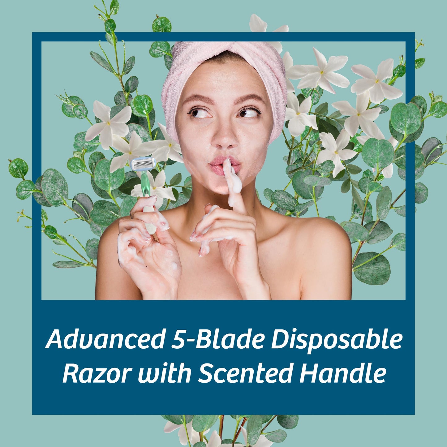 BIC Soleil Escape Women's Disposable Razors With 5 Blades for a Sensorial Experience and Comfortable Shave, Pack of Jasmine & Eucalyptus Scented Handle Shaving Razors for Women, 2 Count
