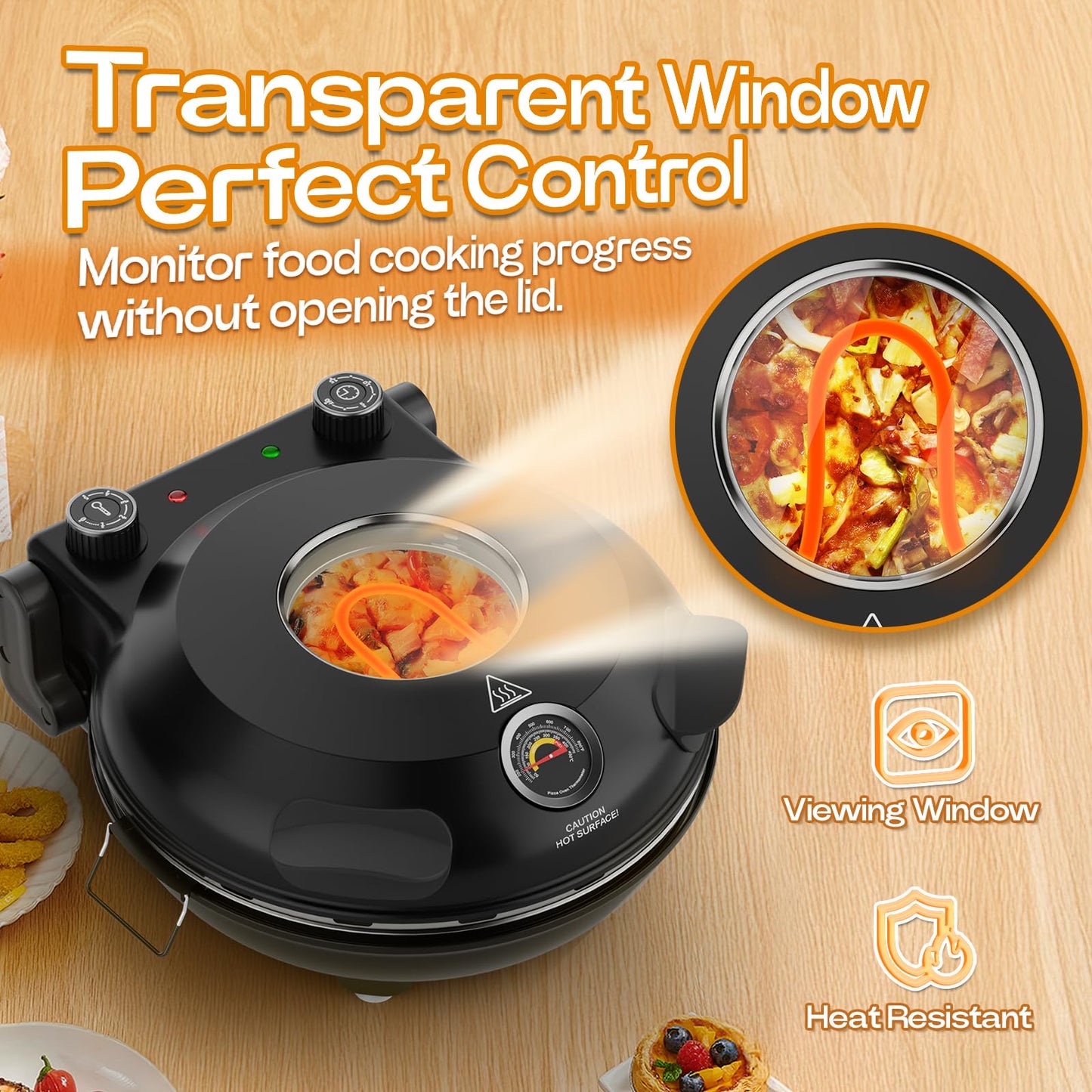 Indoor Electric Pizza Oven with Timer and Control