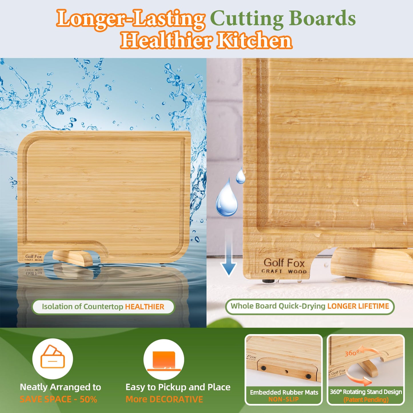 Extra Large Double-Sided Bamboo Cutting Board