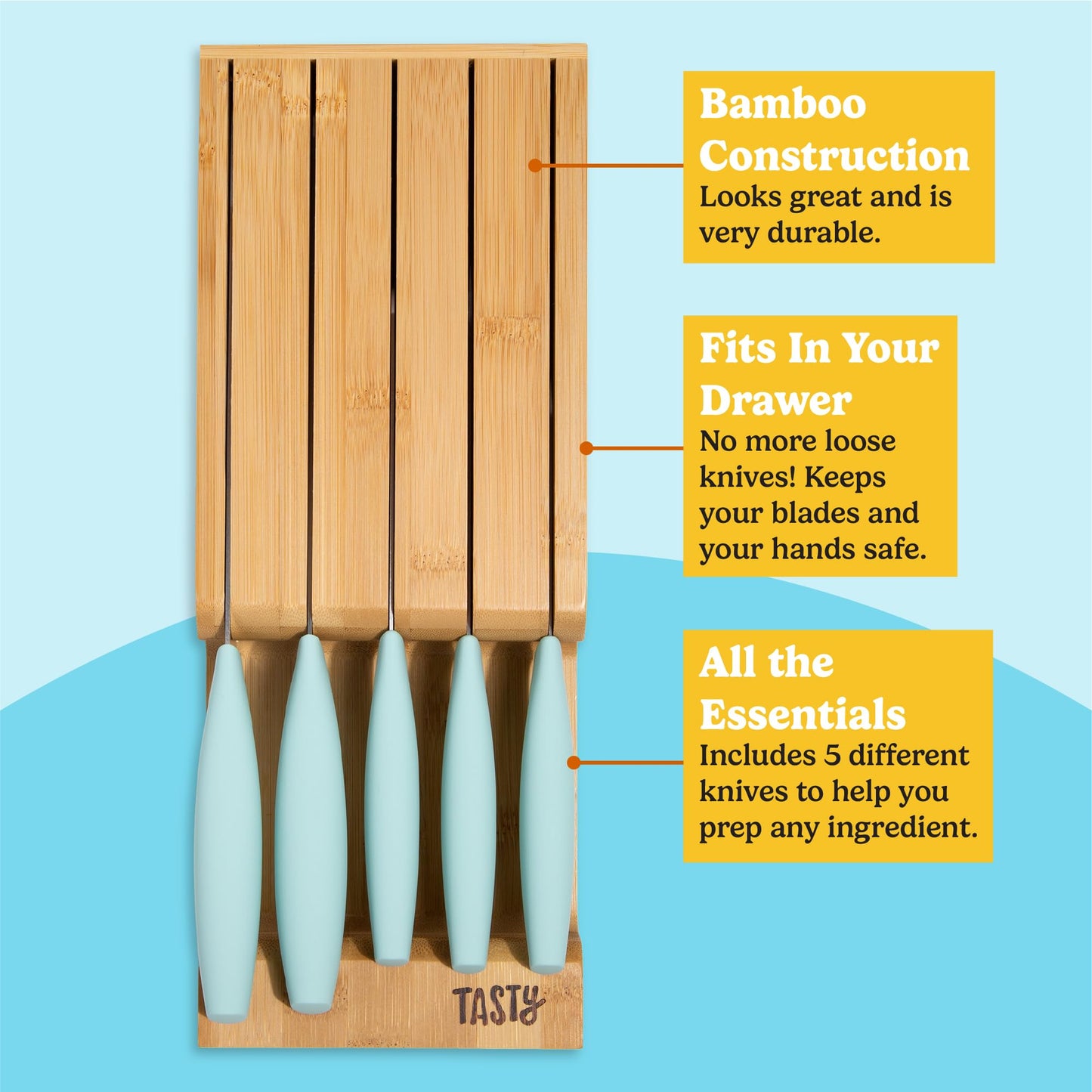 6-Piece Kitchen Knife Set with Organizer