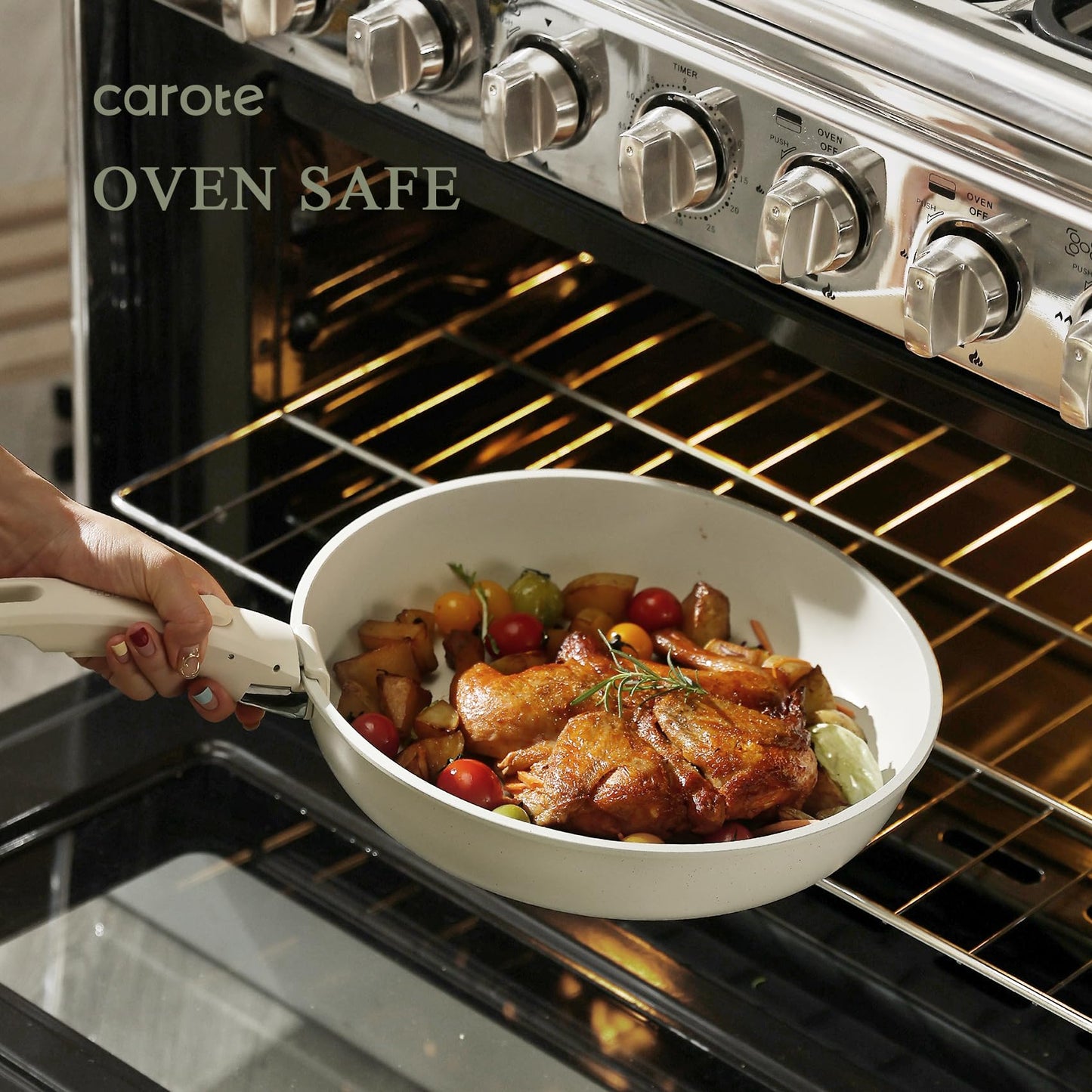 5-Piece CAROTE Nonstick Cookware Set with Detachable Handles