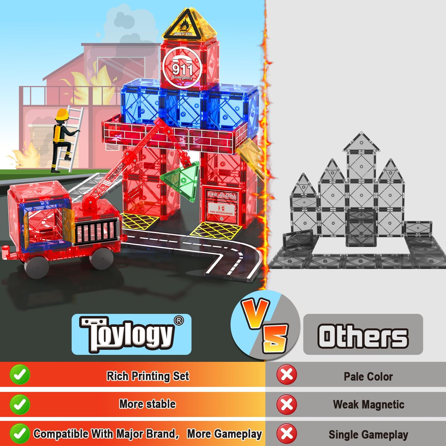 Magnetic Tiles Road Set for Kids Ages 3-7