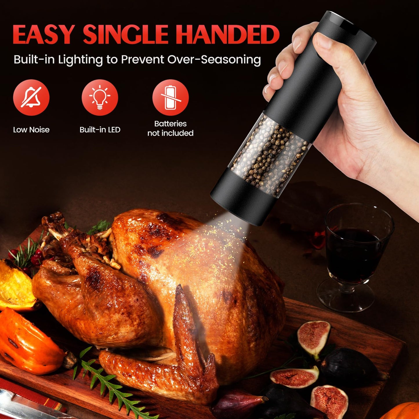 2 Pack Electric Salt and Pepper Grinder Set