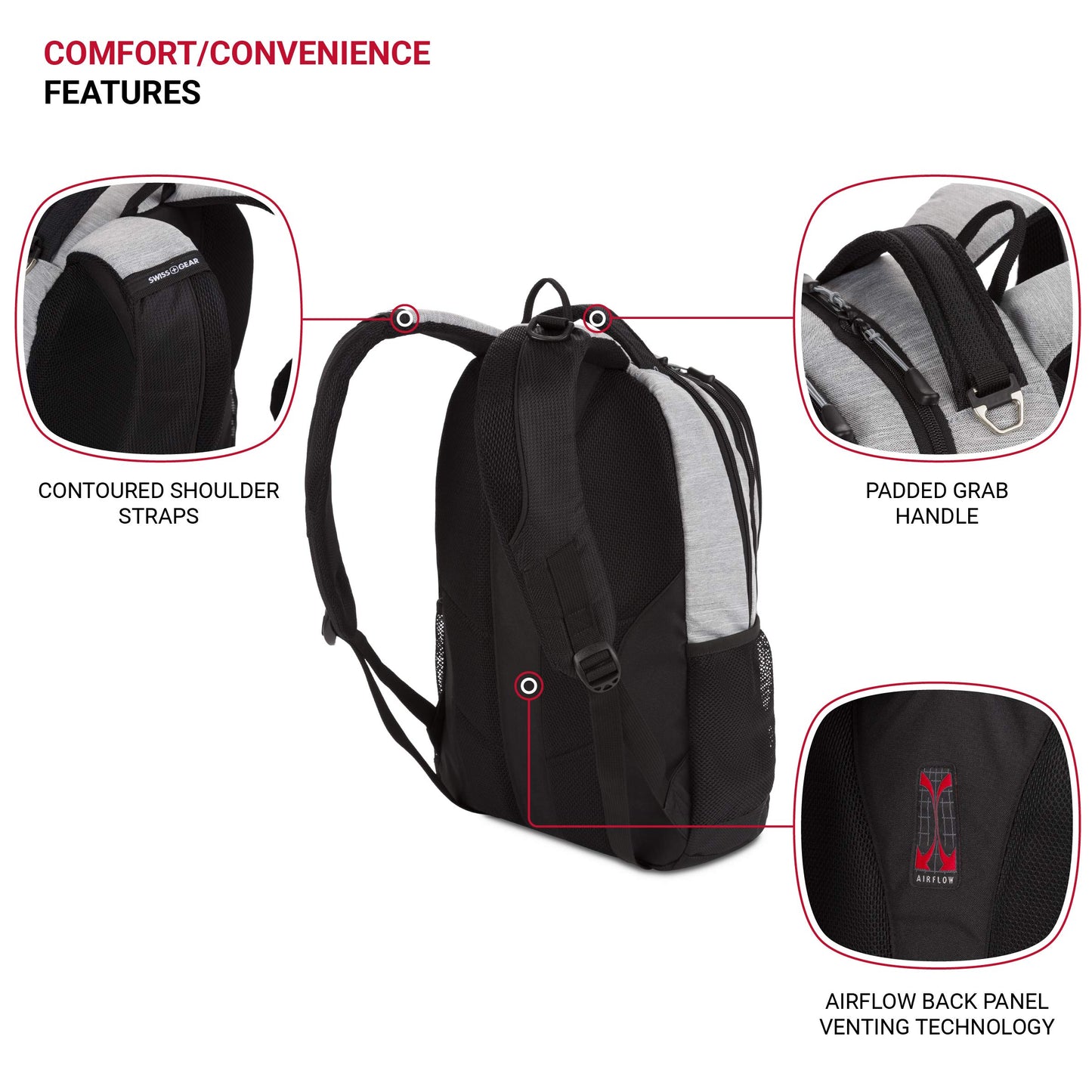 SwissGear 18-Inch Laptop Backpack in Heather Grey