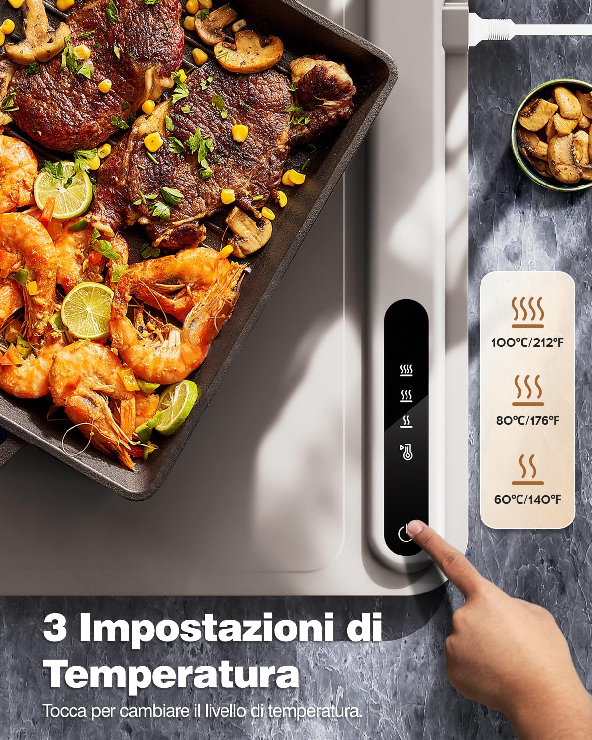 Portable Electric Warming Tray with 3 Settings
