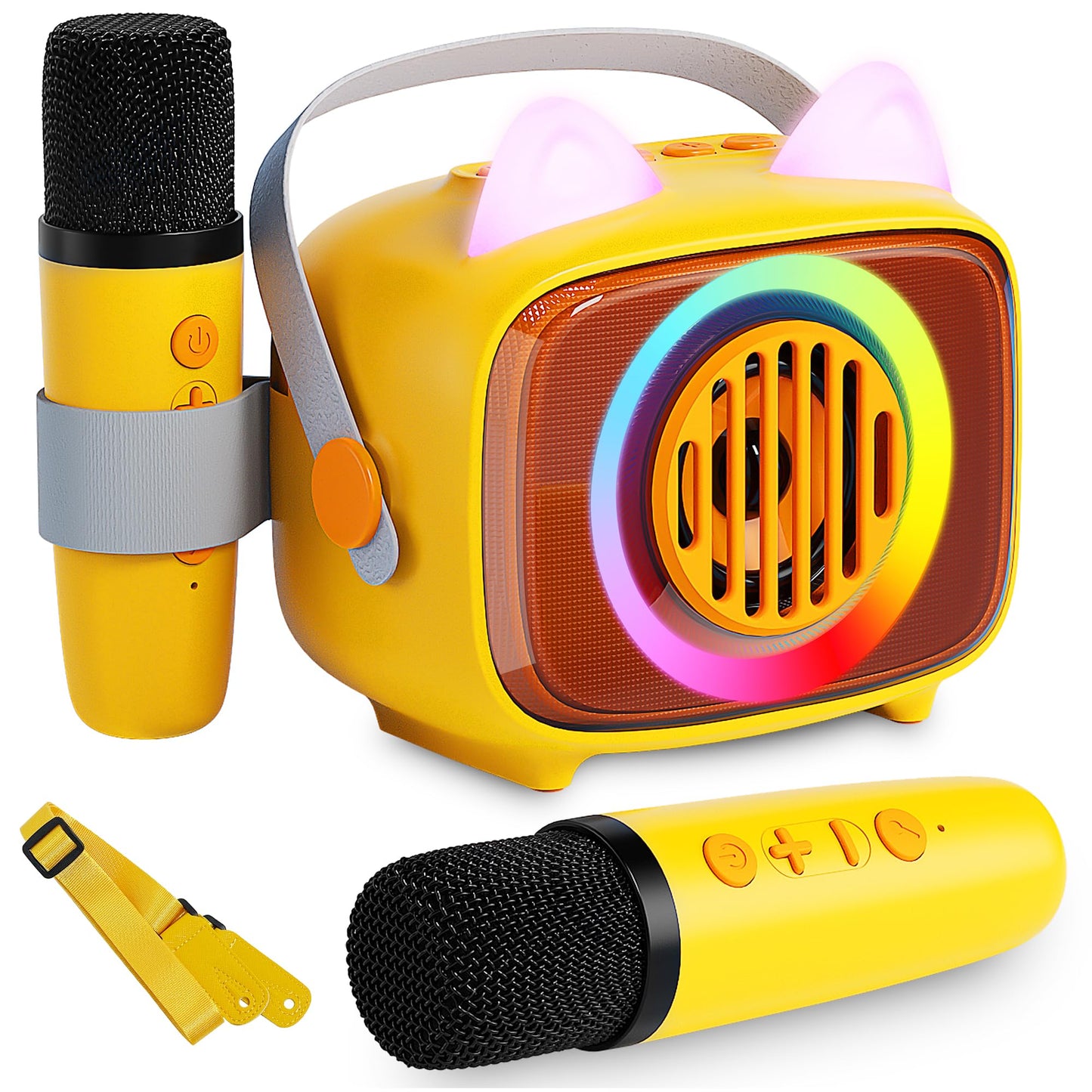BIGASUO Bluetooth Karaoke Machine with 2 Microphones