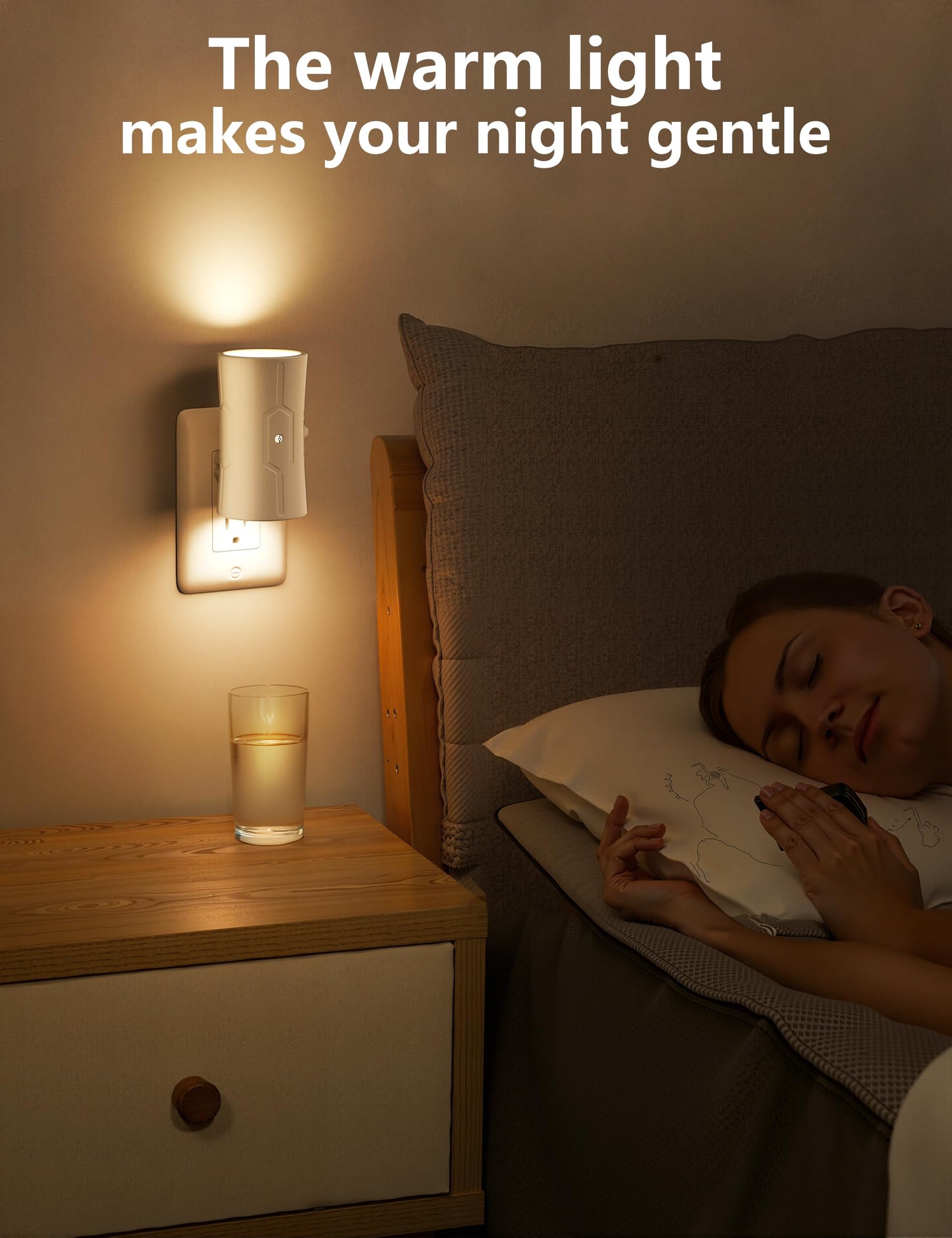 2 Pack LED Night Lights with Adjustable Brightness