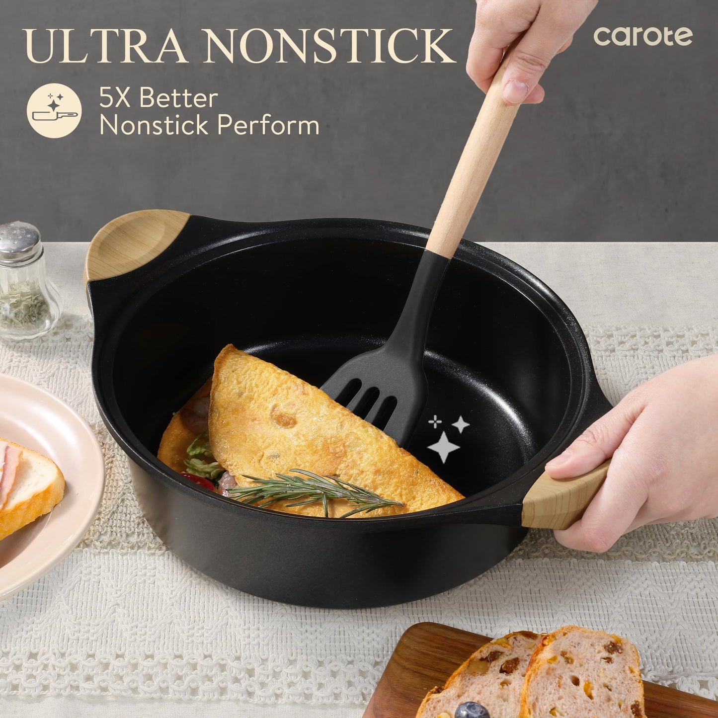 CAROTE 7-Piece Nonstick Induction Cookware Set