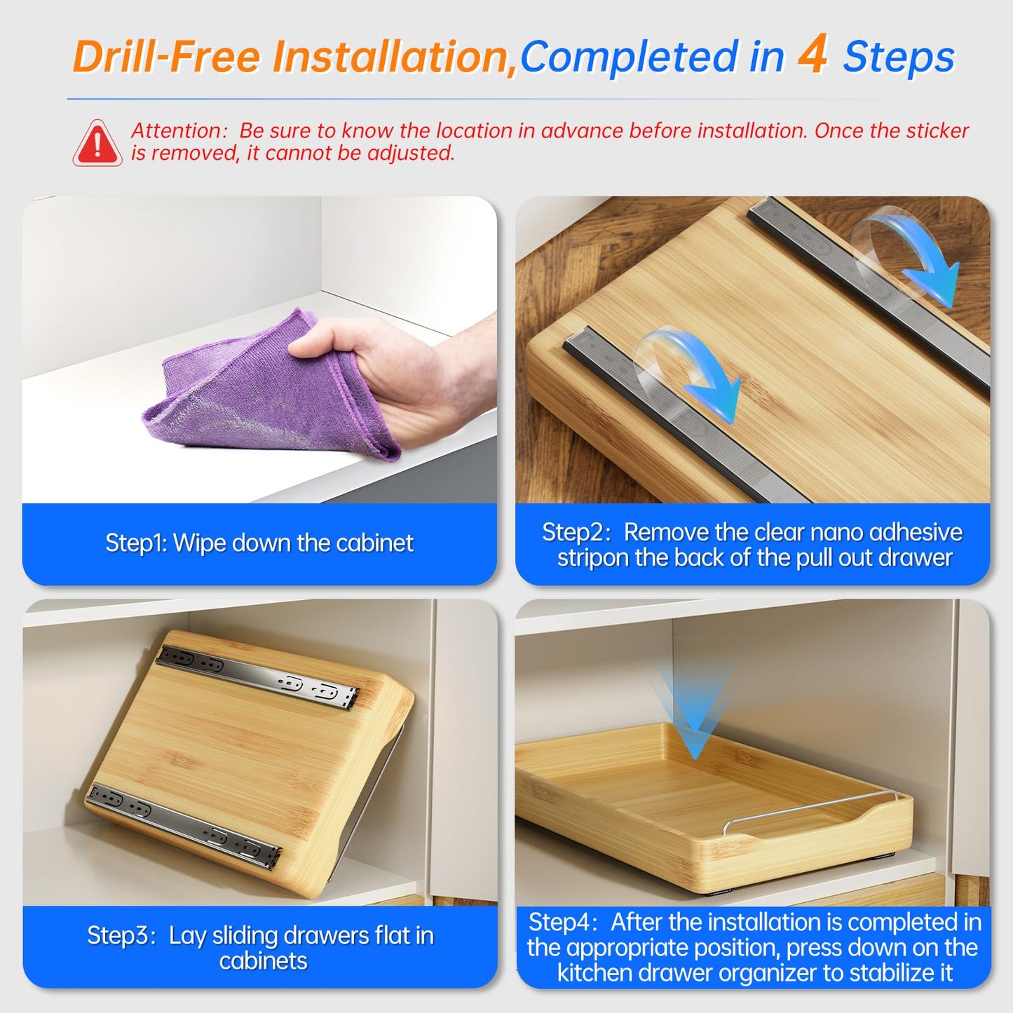 Bamboo Pull Out Cabinet Organizer for Pantry