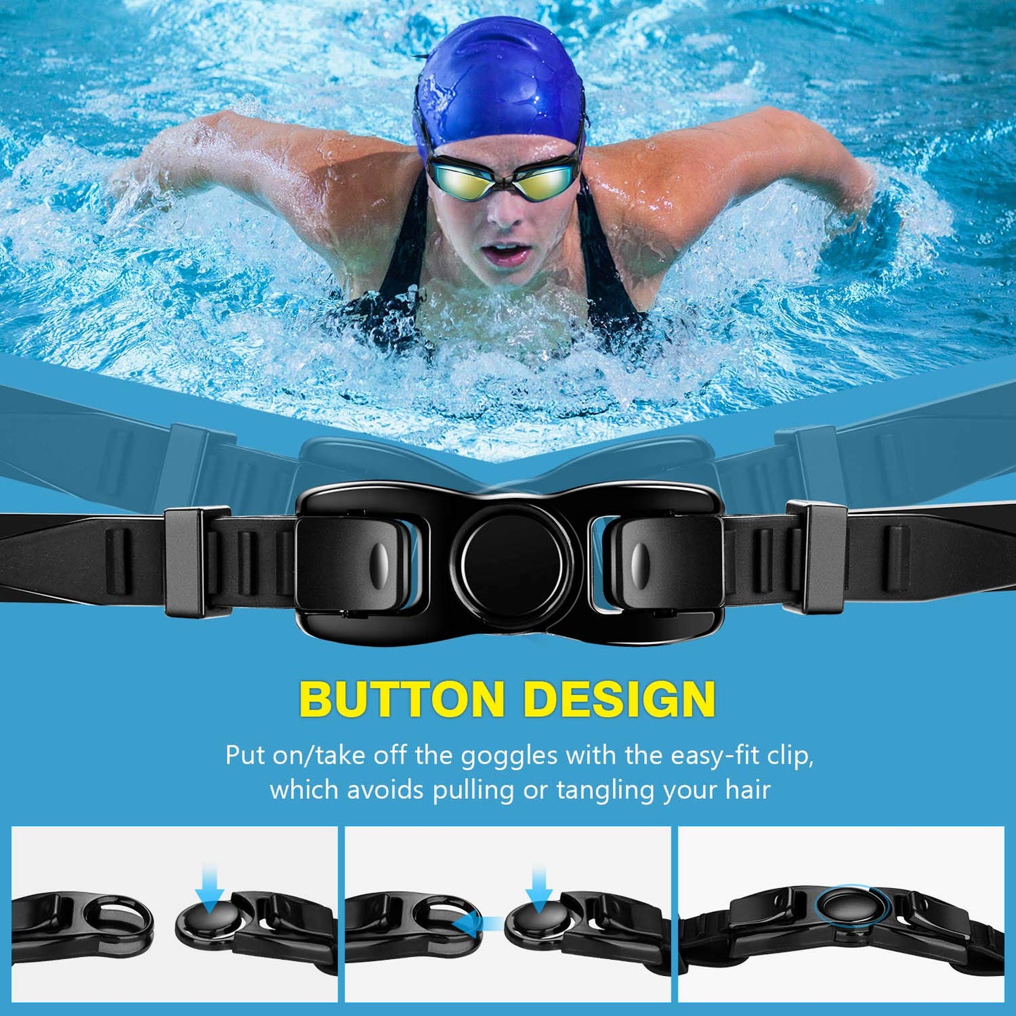 Wide View Anti-Fog Swim Goggles for Adults