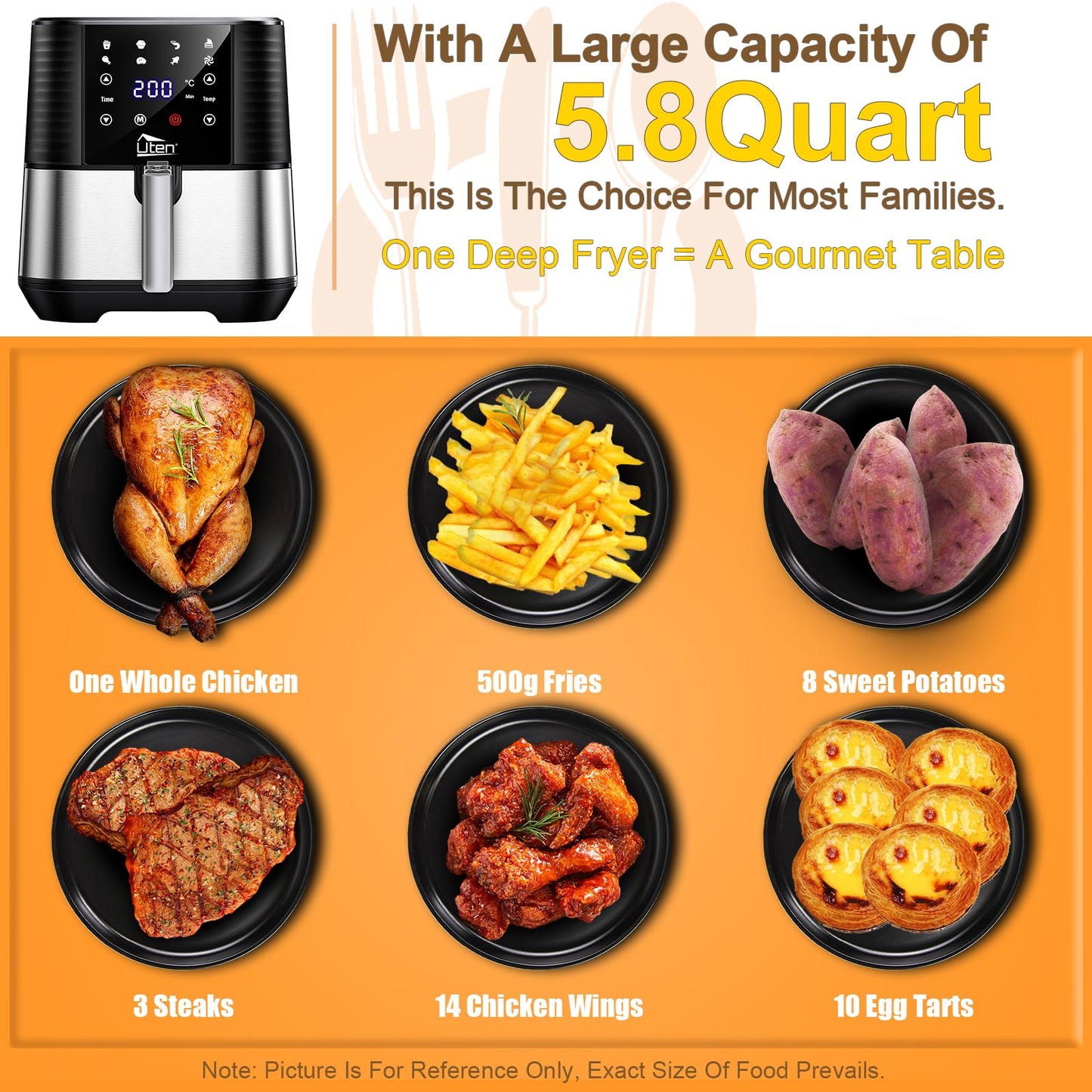 5.5L Uten Electric Air Fryer with Touchscreen