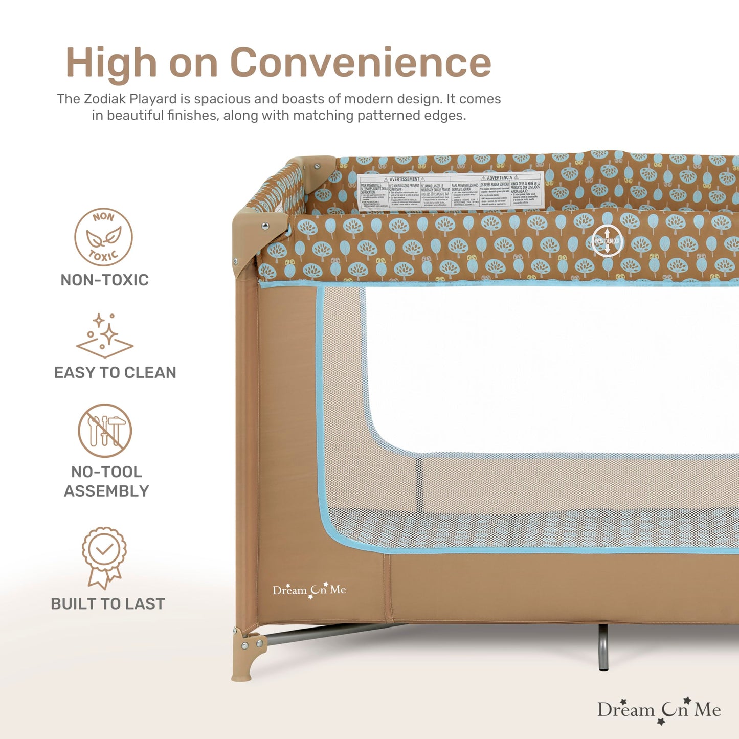 Dream On Me Zodiak Portable Baby Playard - Coffee/Blue