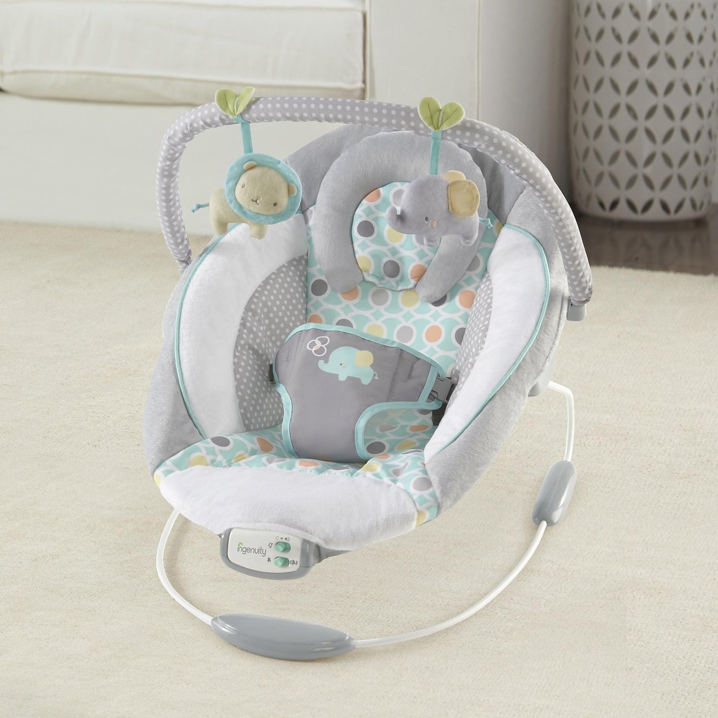 Ingenuity Soothing Baby Bouncer Infant Seat with Vibrations, -Toy Bar & Sounds, 0-6 Months Up to 20 lbs (Morrison)