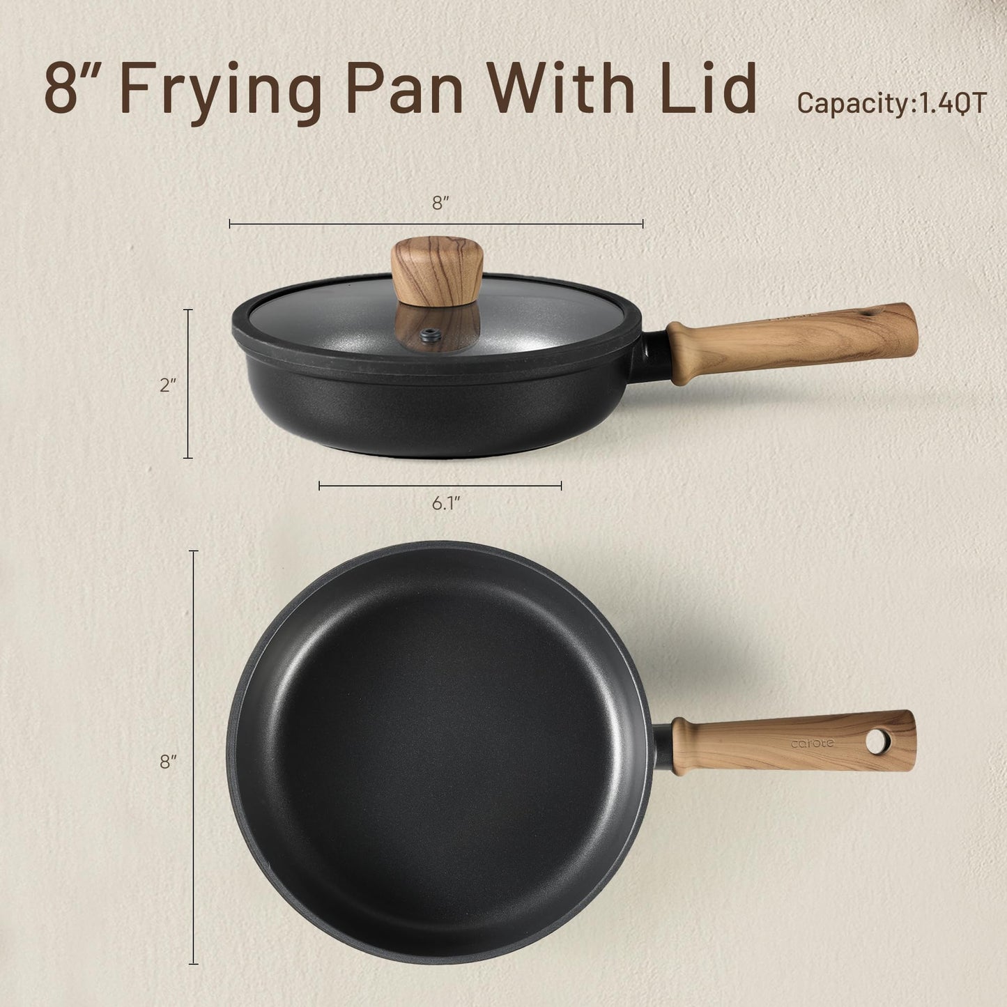 CAROTE Nonstick Frying Pan Set with Lid