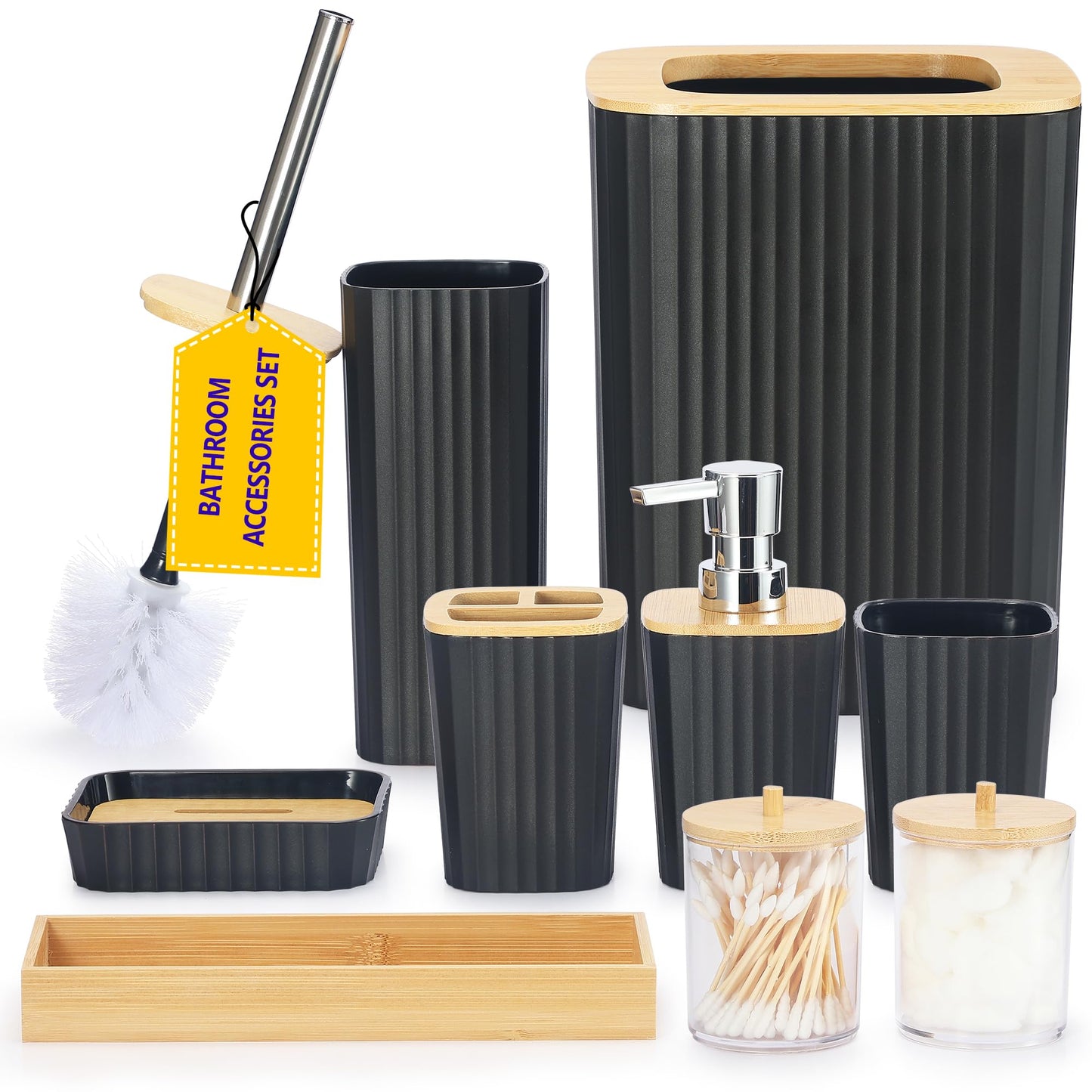 9-Piece Black Bathroom Accessories Set