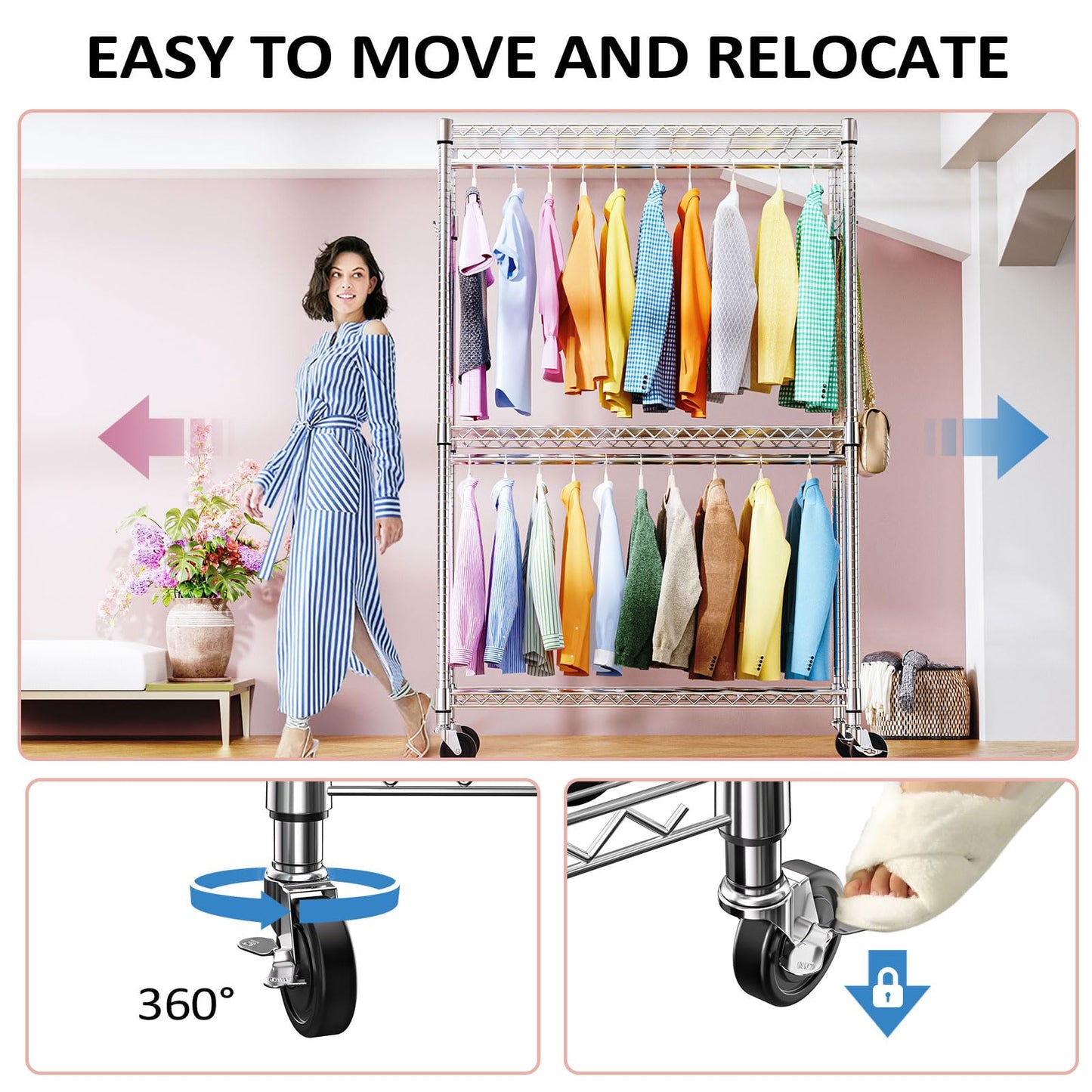 Heavy Duty Garment Rack with Wheels