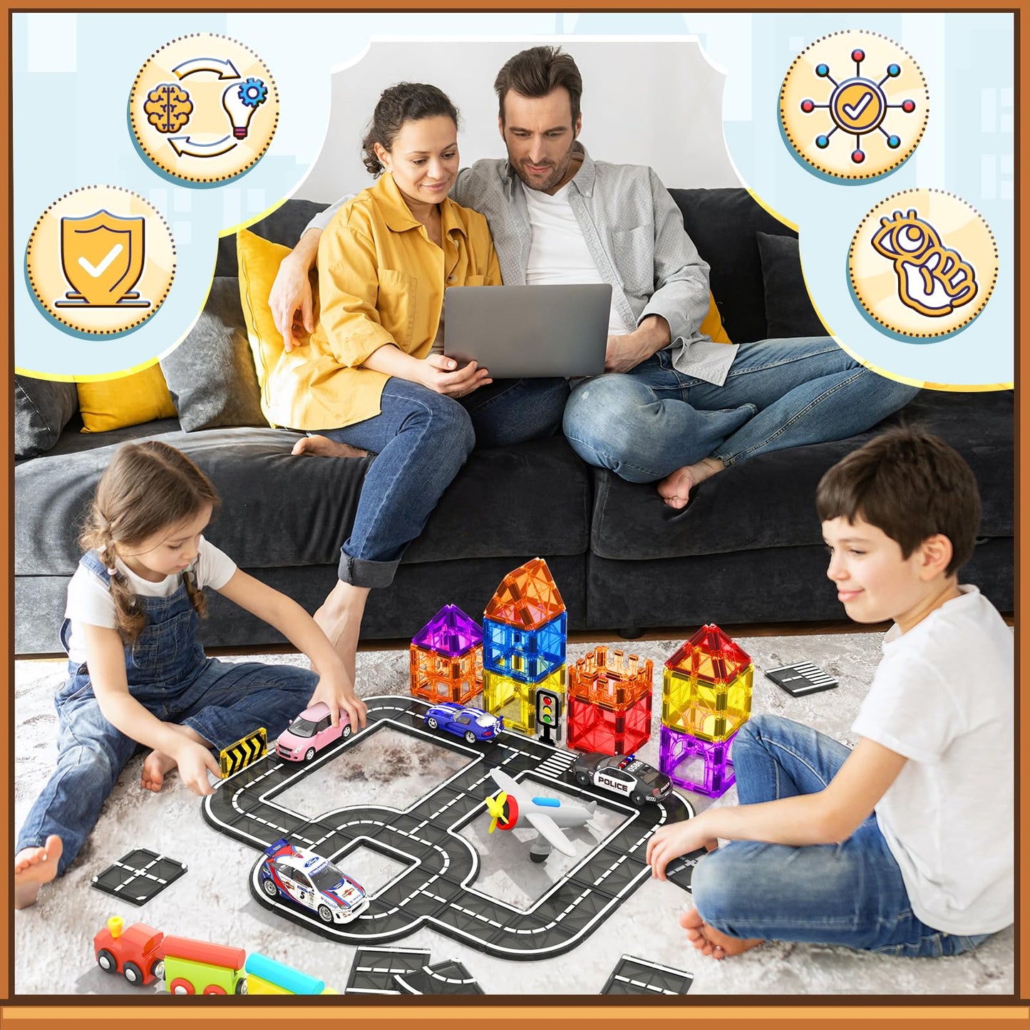 Magnetic Tiles Expansion Pack for Kids STEM Toys