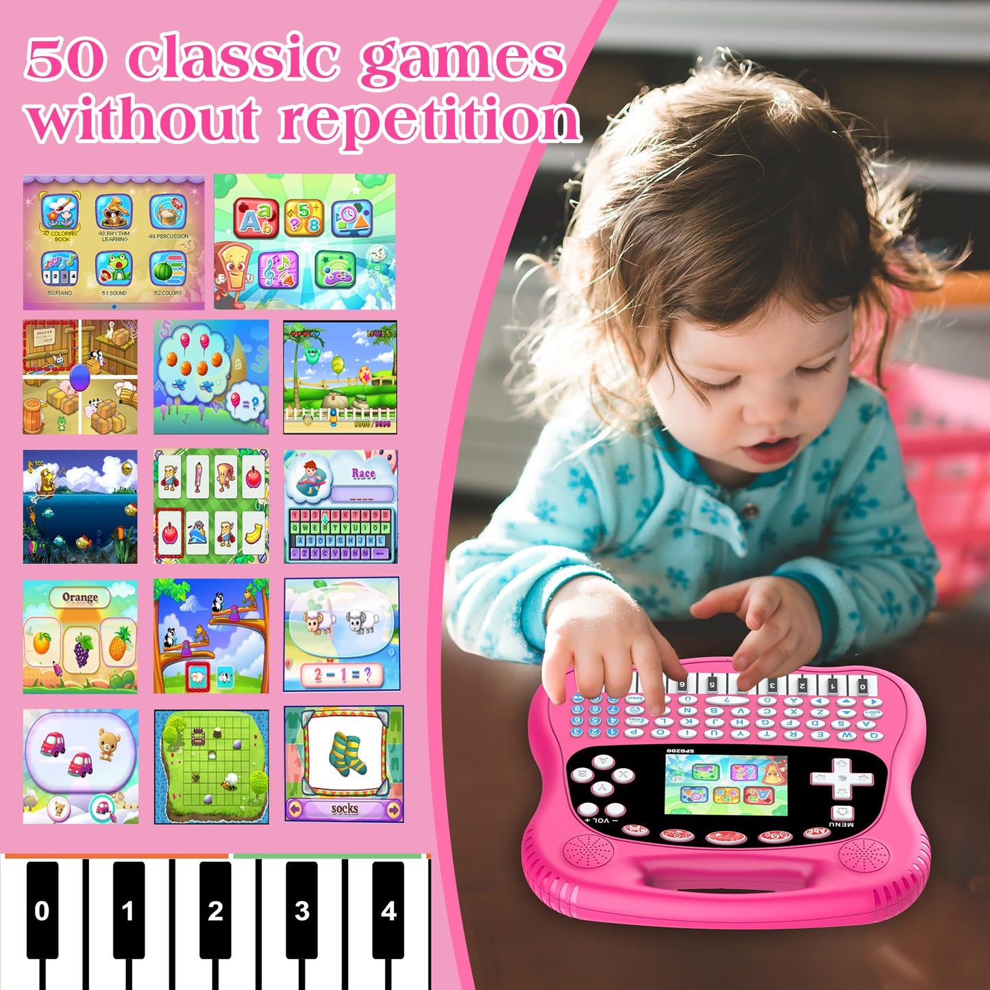 Interactive Early Learning Tablet - Educational Toys for Ages 2+ - Abc's, Words, Shapes, Numbers, Games, Music - Encourages Independent Play - Electronic Toys Gifts (Rde)