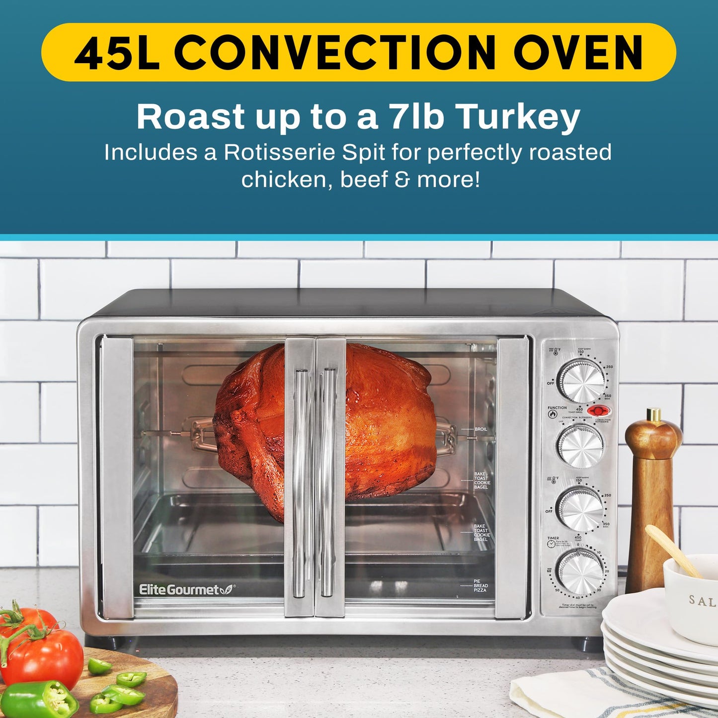 47.5Qt Elite Gourmet Convection Oven with Racks