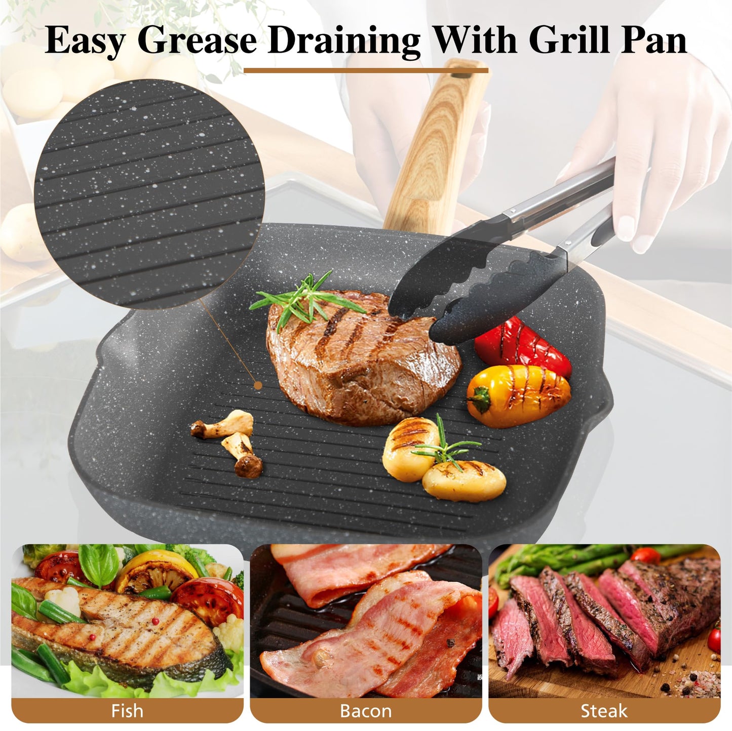 DishDelight Nonstick 17-Piece Cookware Set, Gray
