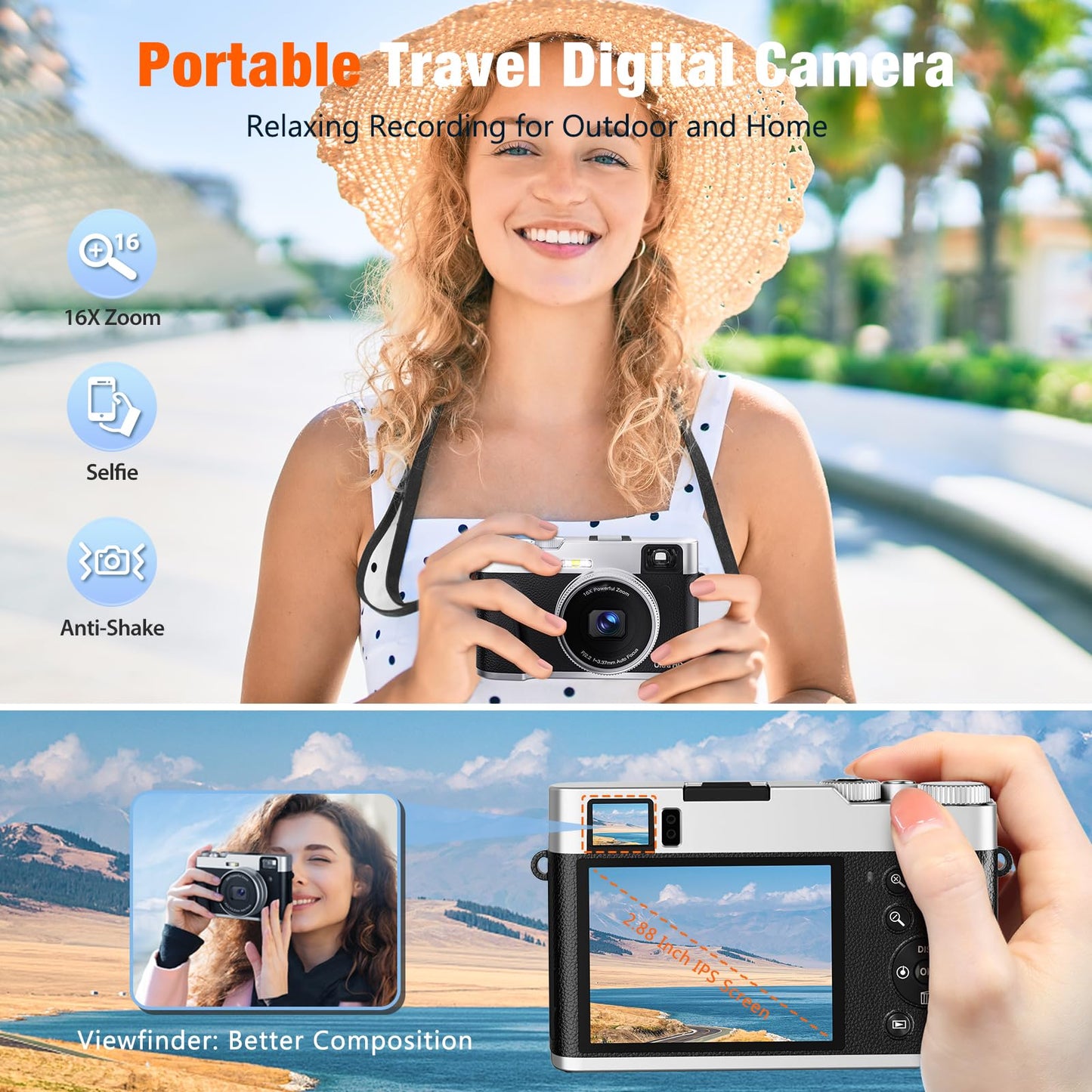 48MP 4K Vlogging Camera with 16X Zoom