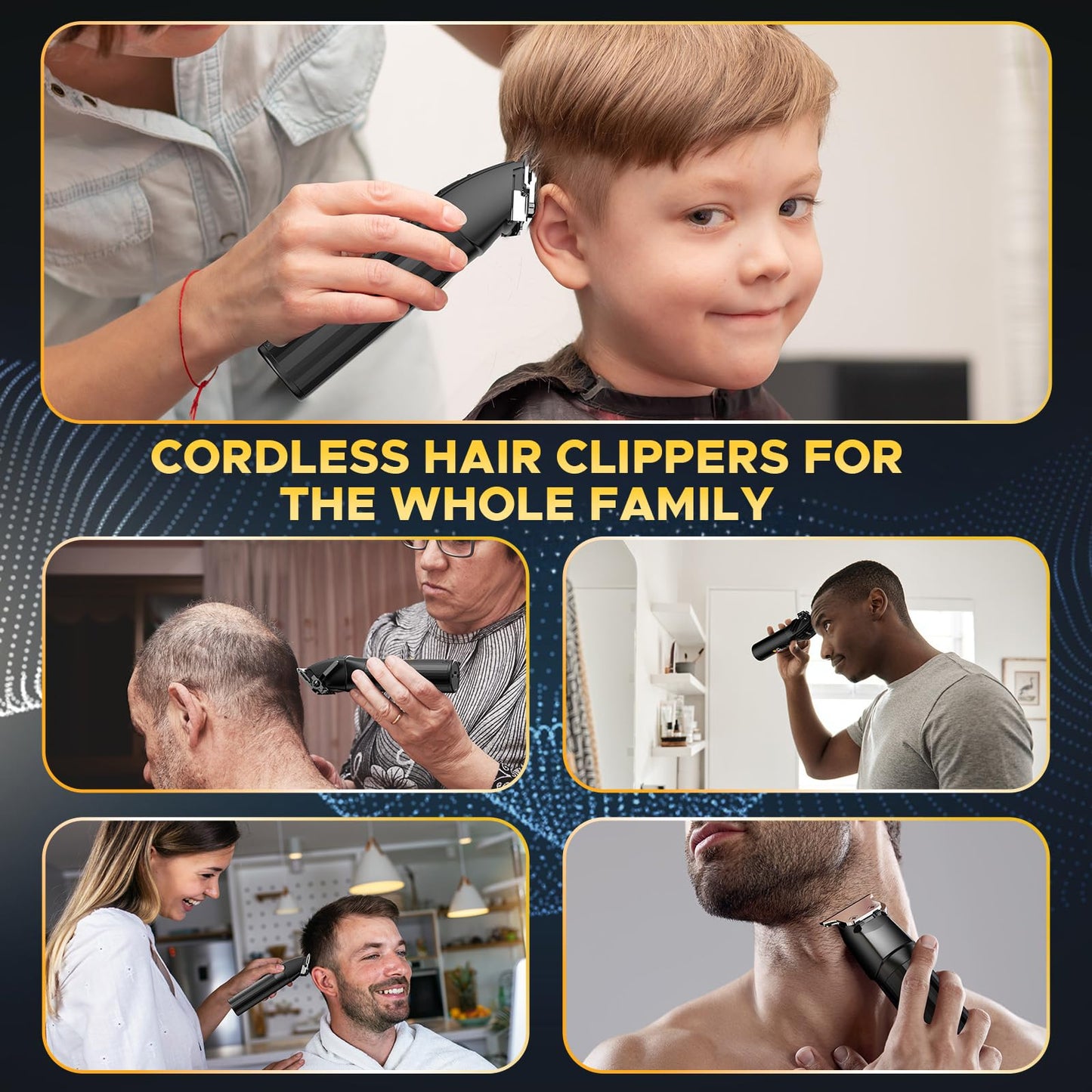 Cordless Hair Clippers Kit for Family Grooming