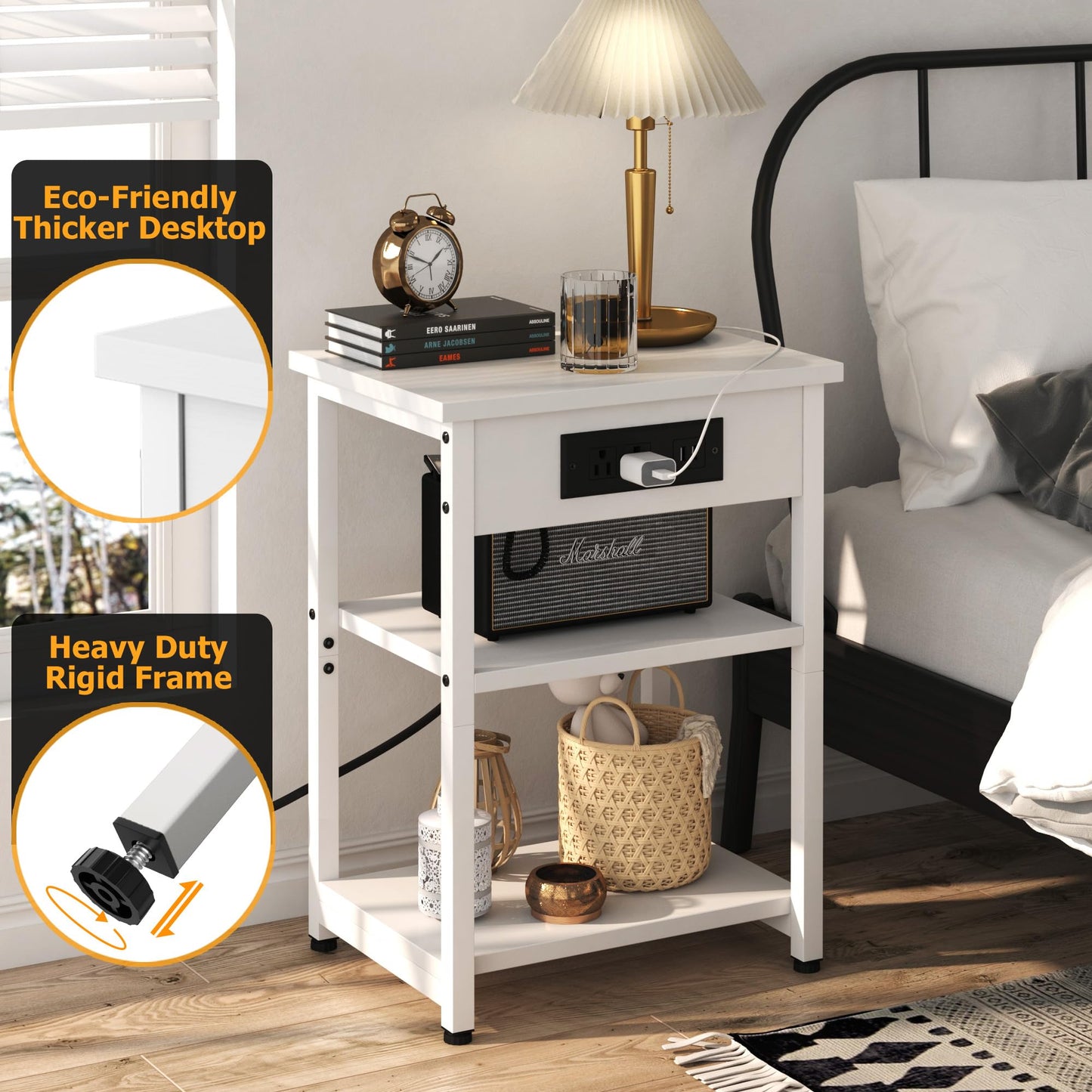 End Tables Set with USB Charging Station