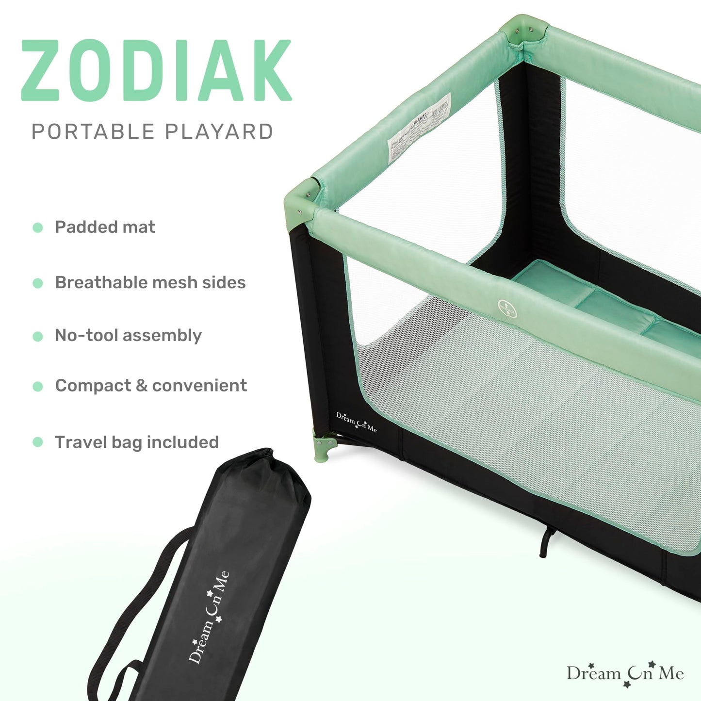 Dream On Me Zodiak Portable Baby Playard in Mint