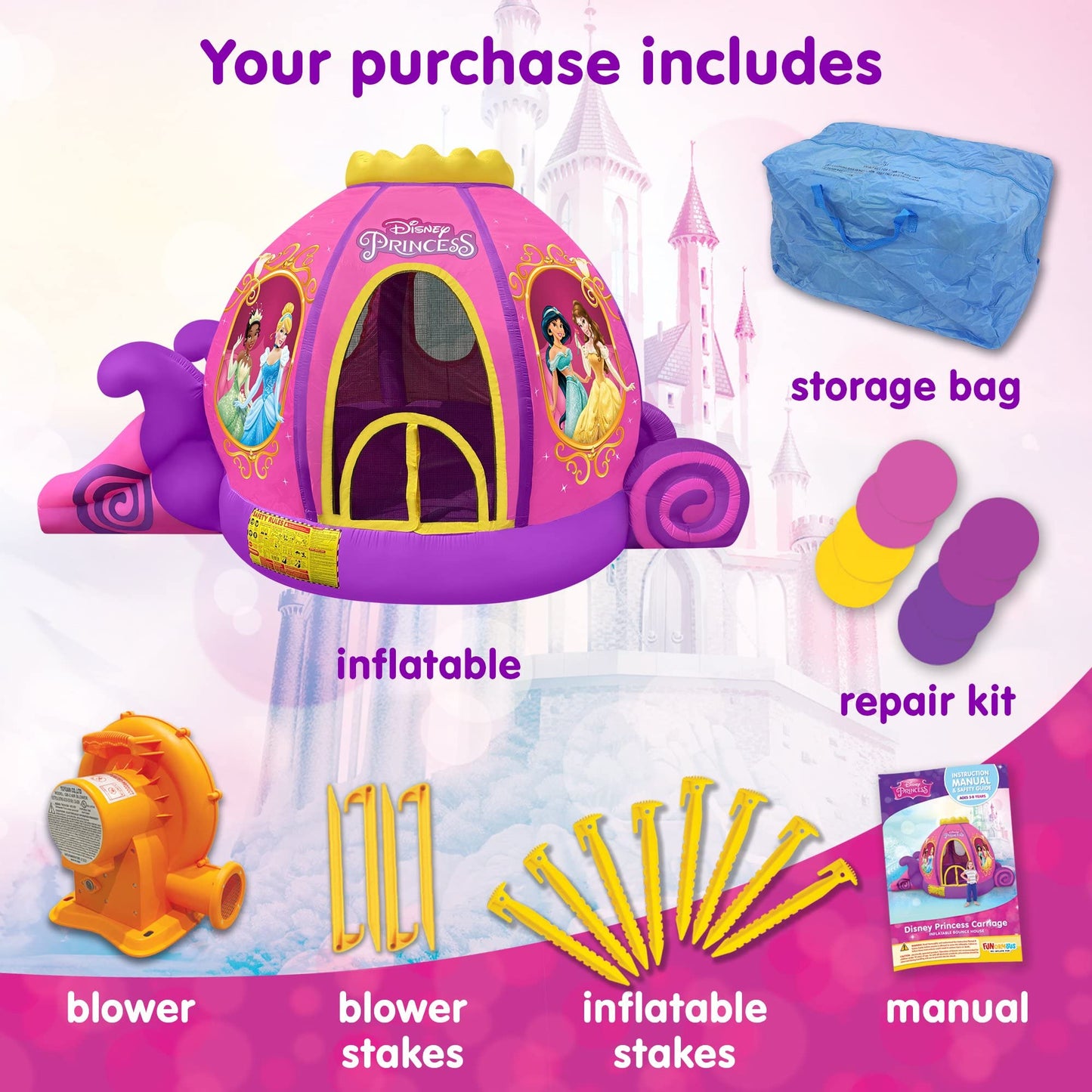 Disney Princess Bounce House with Slide and Pit