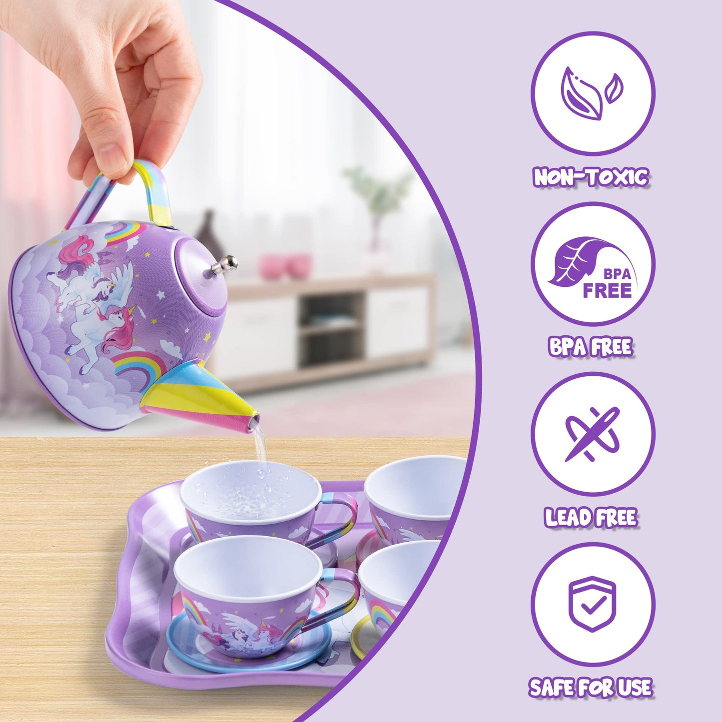 Unicorn Tea Party Set for Little Girls