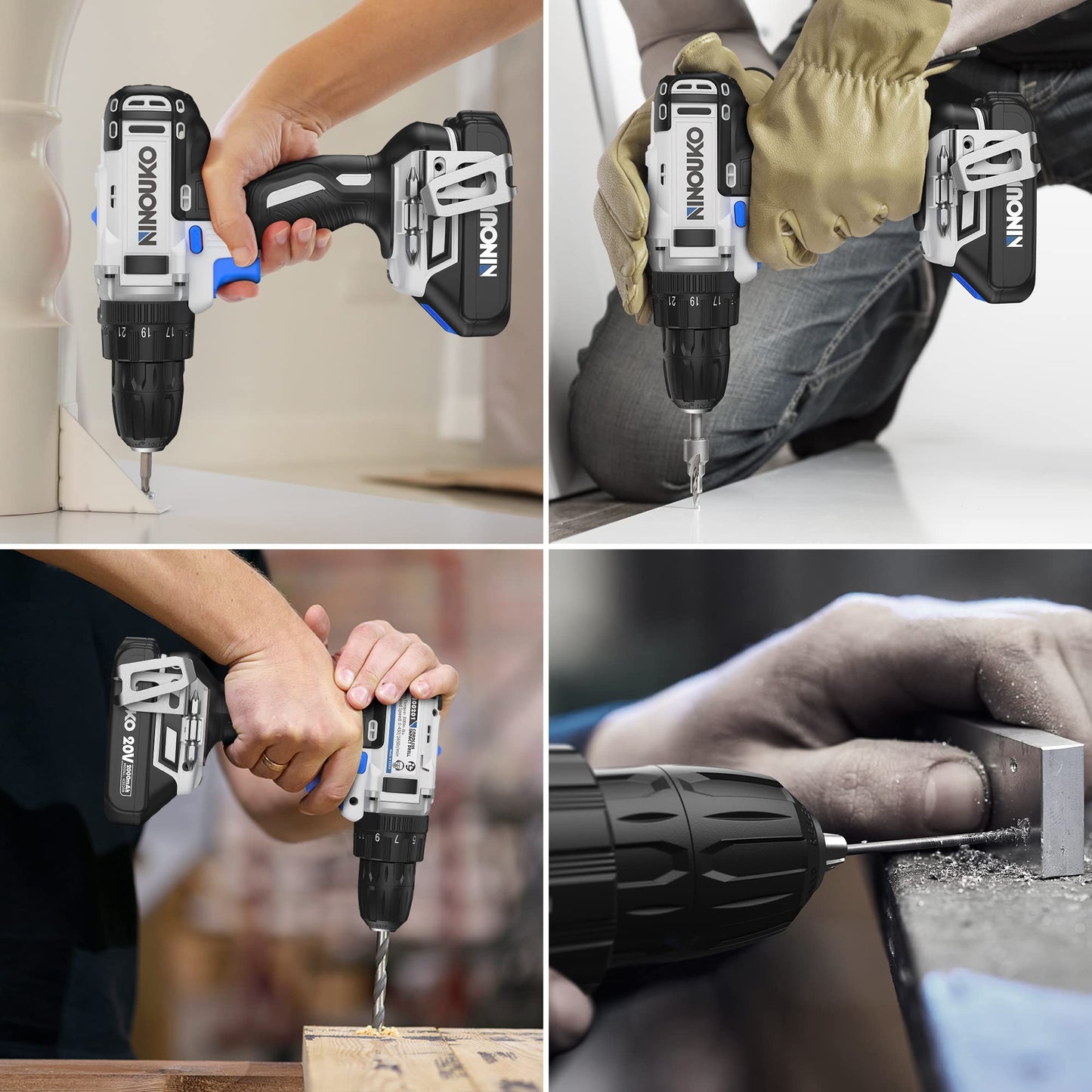 Cordless 20V Impact Drill Driver Set With Toll Set
