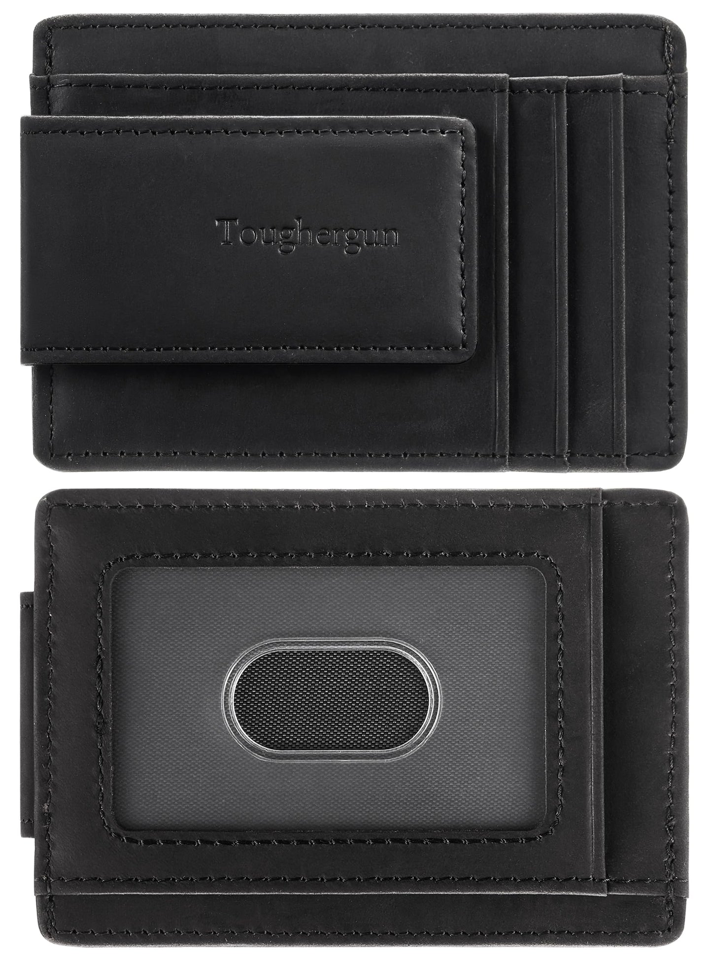 Minimalist Leather Wallet with Magnetic Money Clip