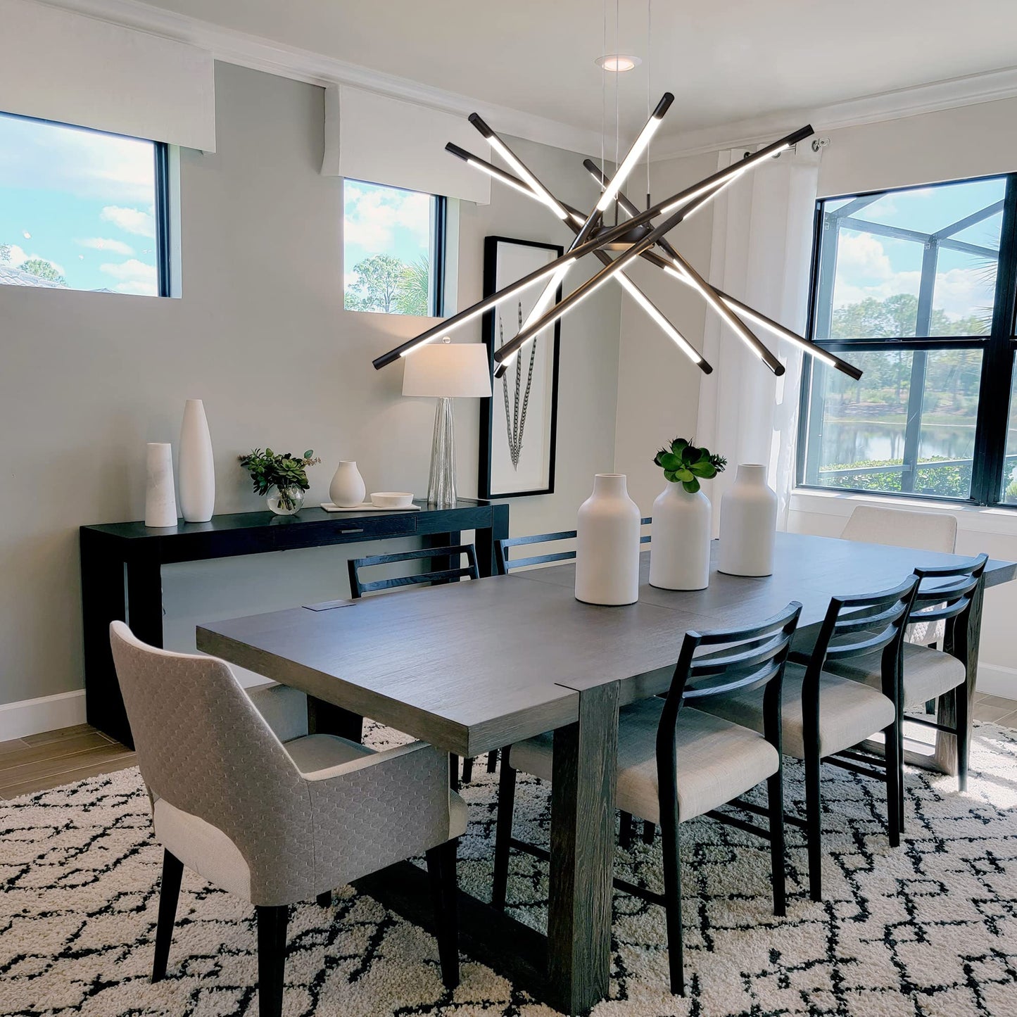 Dimmable Black Sputnik Ceiling Light Fixture