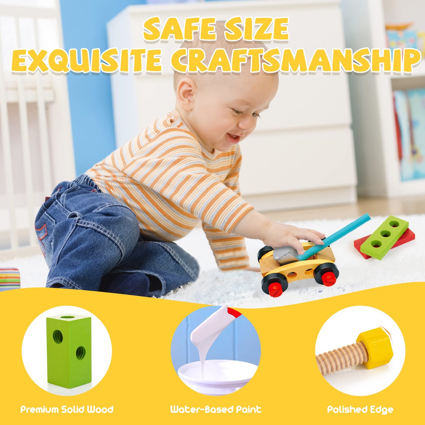 36-Piece Kids Wooden Tool Set by KIDWILL