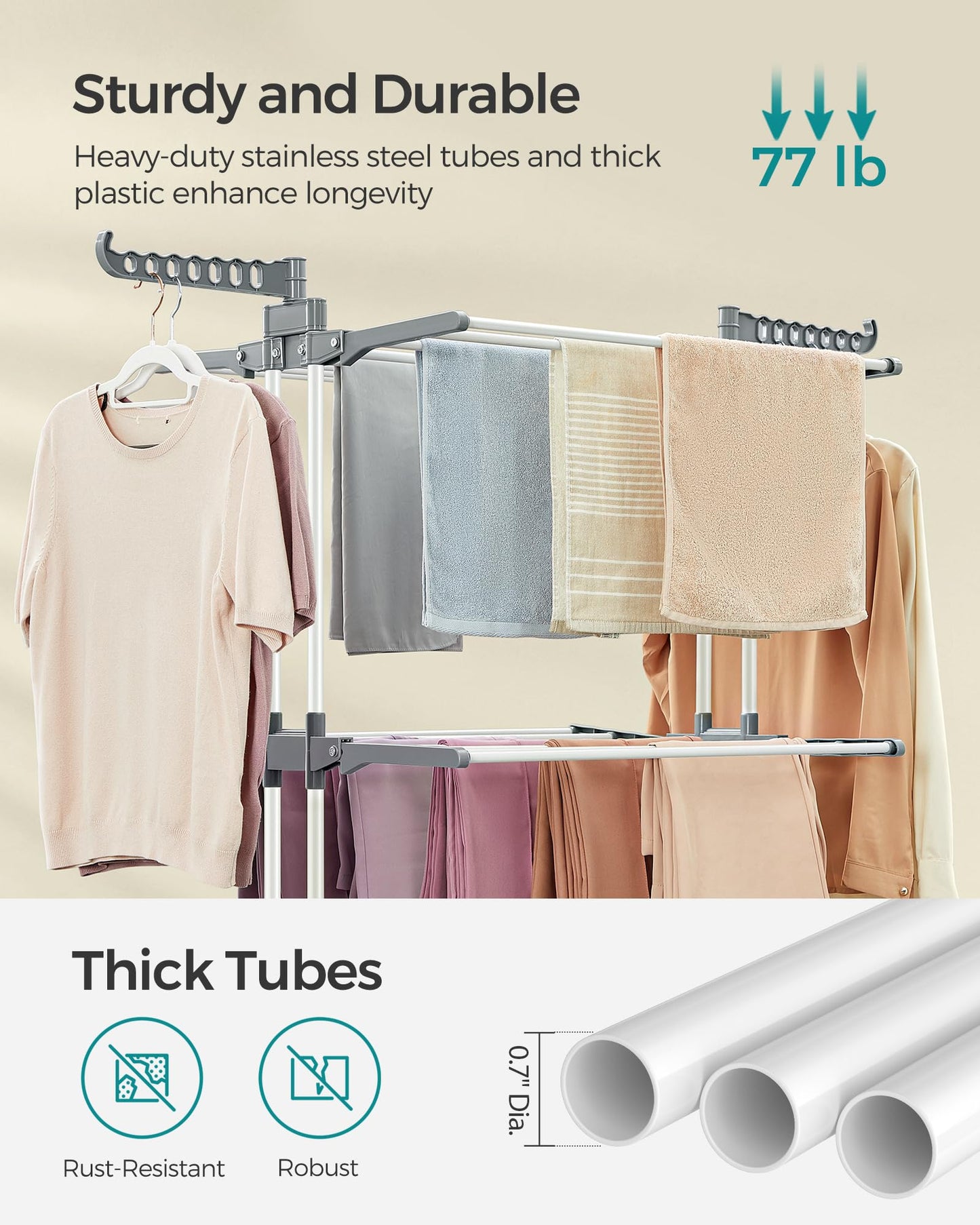 SONGMICS 4-Tier Foldable Clothes Drying Rack