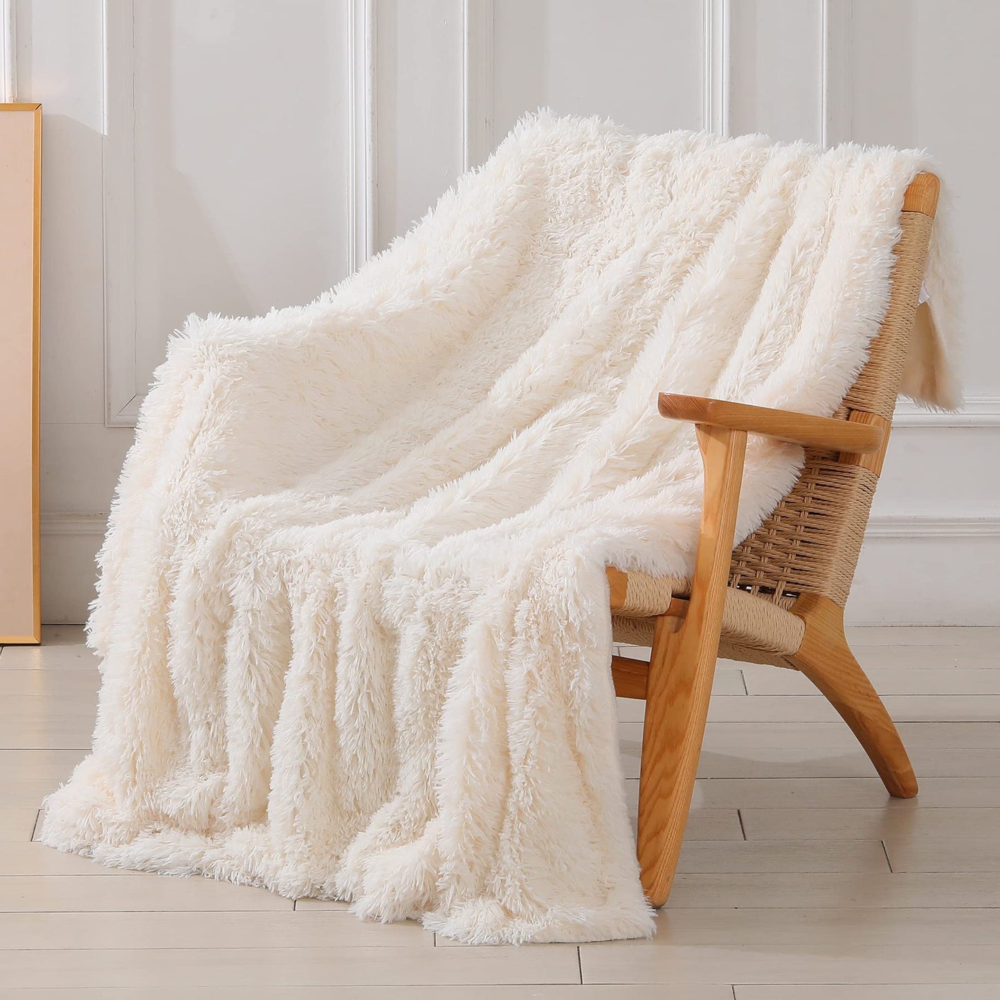 Fuzzy Faux Fur Throw Blanket 50" x 60"