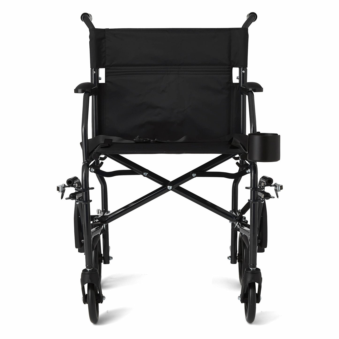 Medline Ultra Lightweight Transport Wheelchair for Adults, Foldable, 19-Inch Seat Width, Black Frame, Black Upholstery