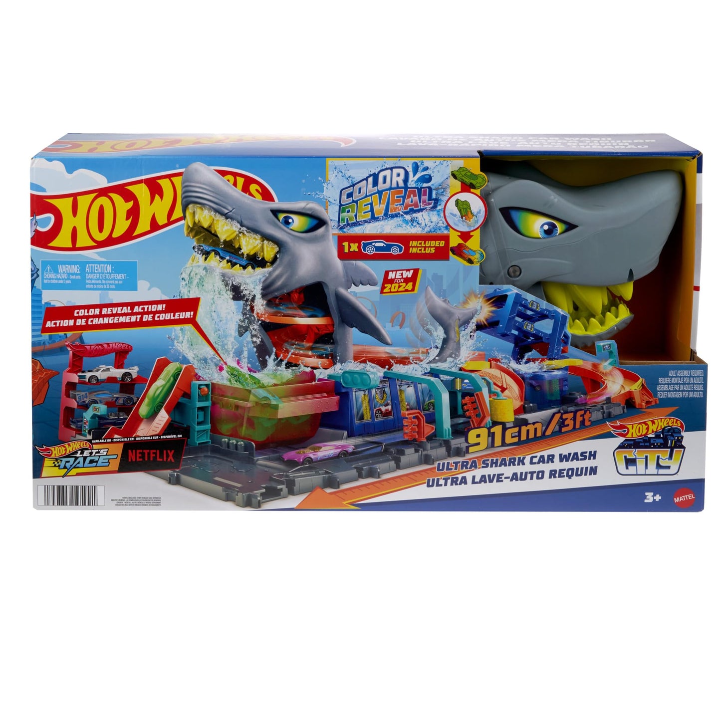 Hot Wheels Shark Car Wash Track Set with Vehicle