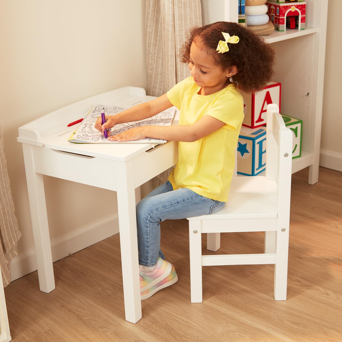Melissa & Doug White Lift-Top Desk & Chair Set