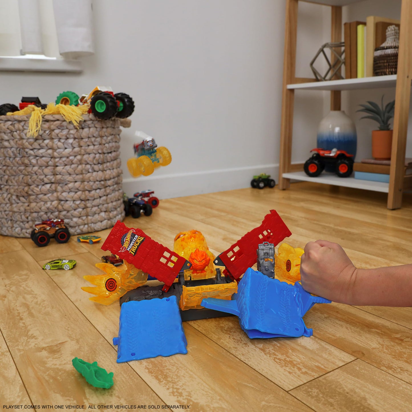 Hot Wheels Monster Trucks Firefighter Playset with Cars