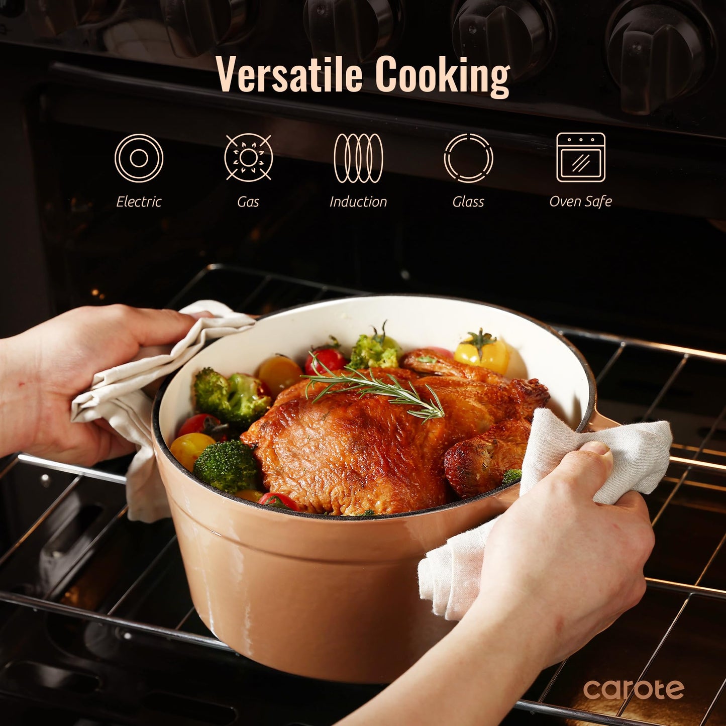 5QT CAROTE Enameled Cast Iron Dutch Oven