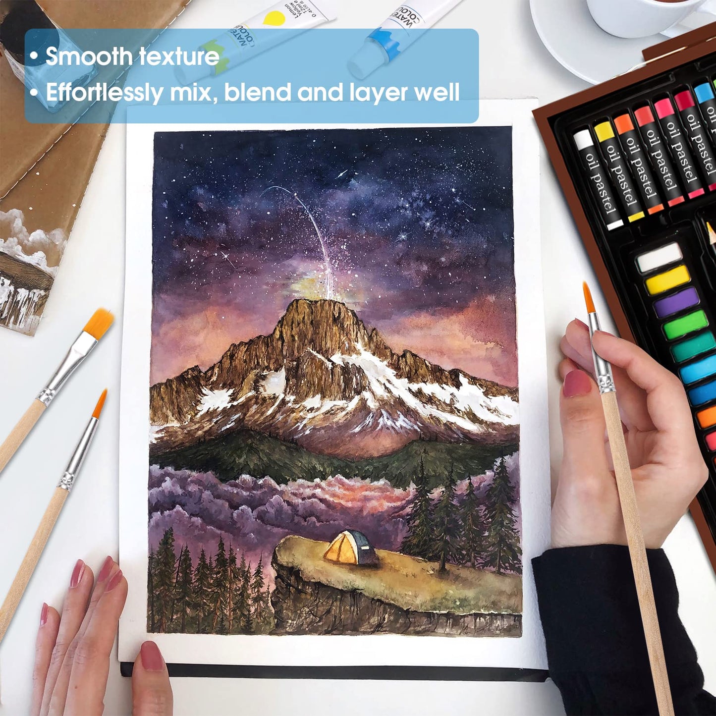 Deluxe Wooden Art Set for Drawing and Painting