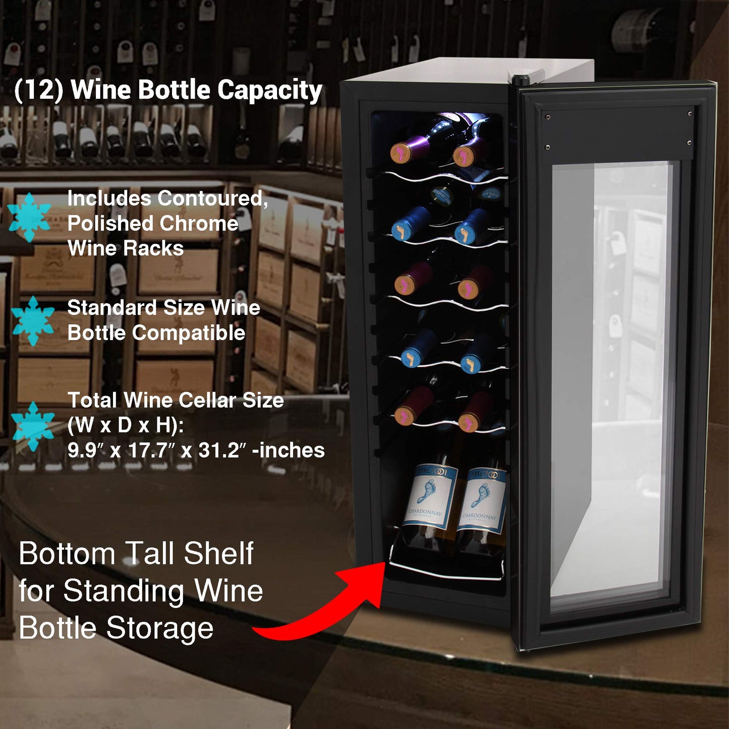 12-Bottle NutriChef Mini Wine Fridge Chiller