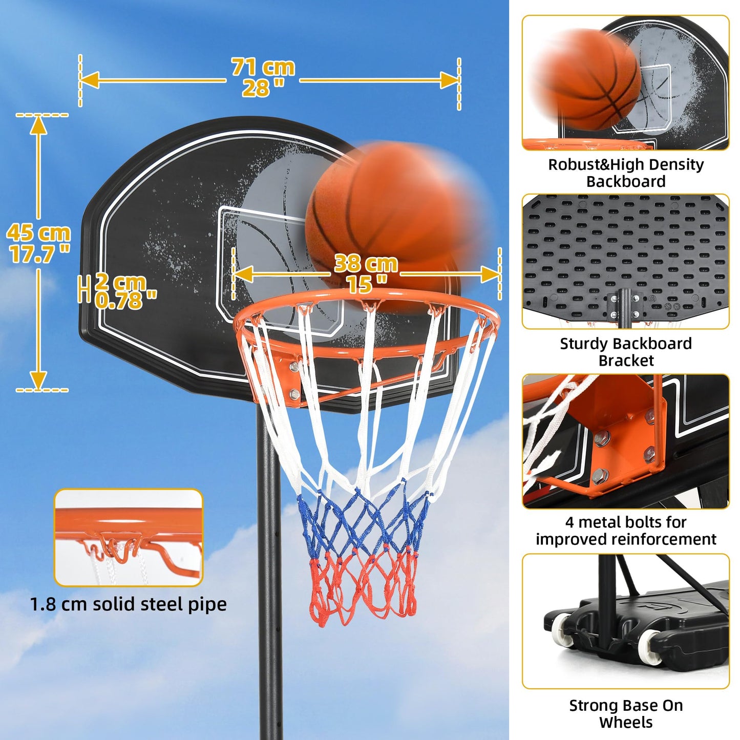 DWVO Portable Basketball Hoop for Outdoor Fun