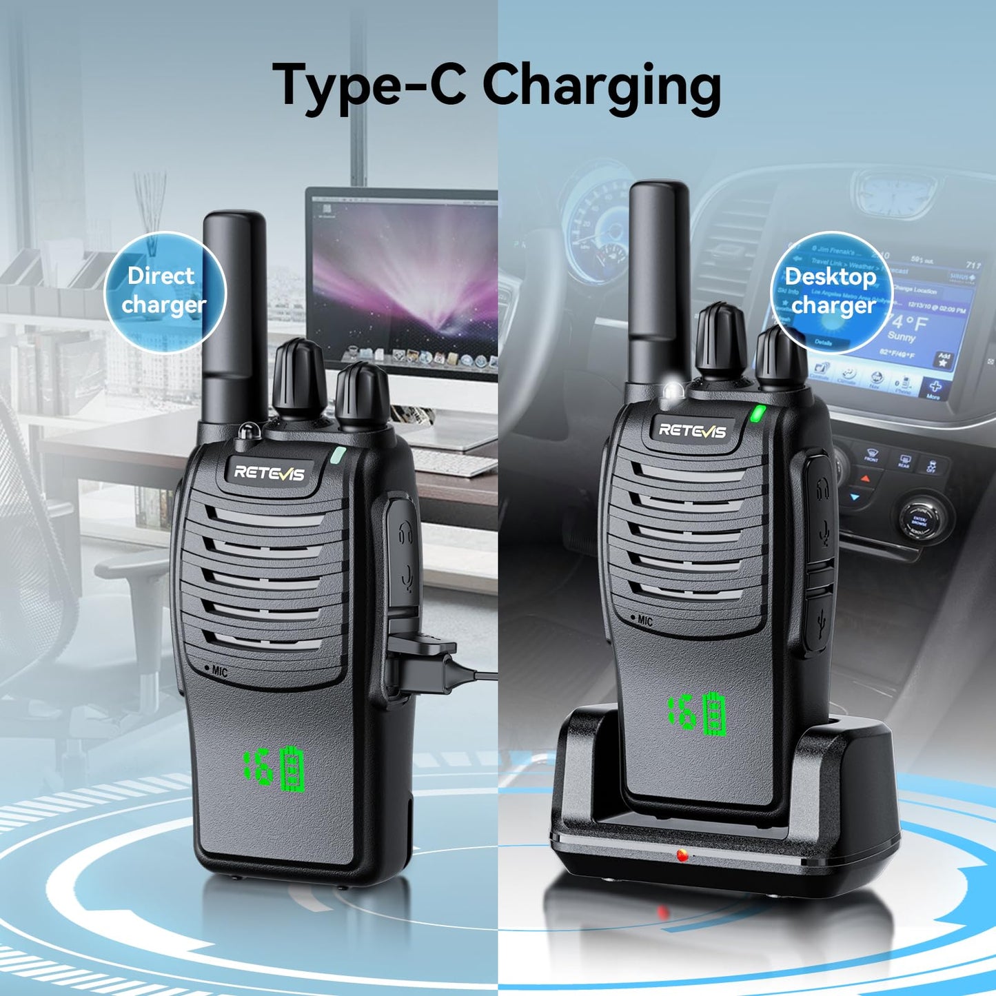 3 Pack Retevis H-777H Rechargeable Walkie Talkies