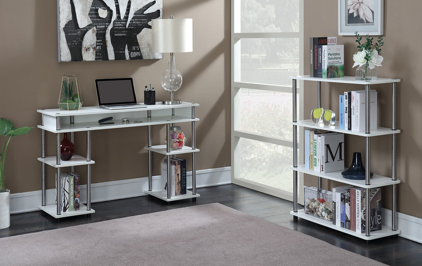 Convenience Concepts Student Desk with Storage Shelves